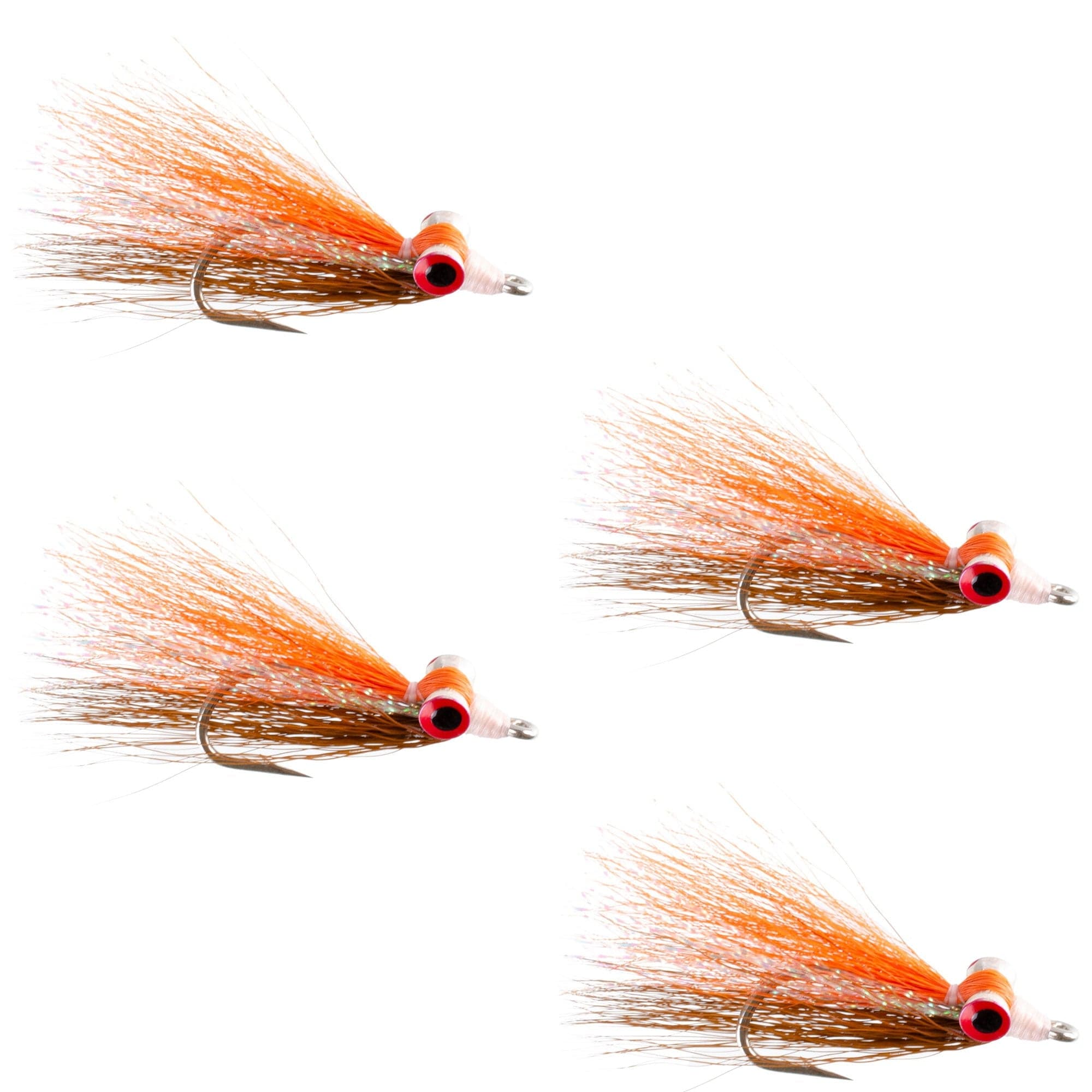 The Fly Fishing Place Freshwater Streamers Clouser Freshwater Deep Minnow Brown Orange Sunfish - Streamer Fly Fishing Flies - 4 Trout and Bass Flies - Hook Size 4