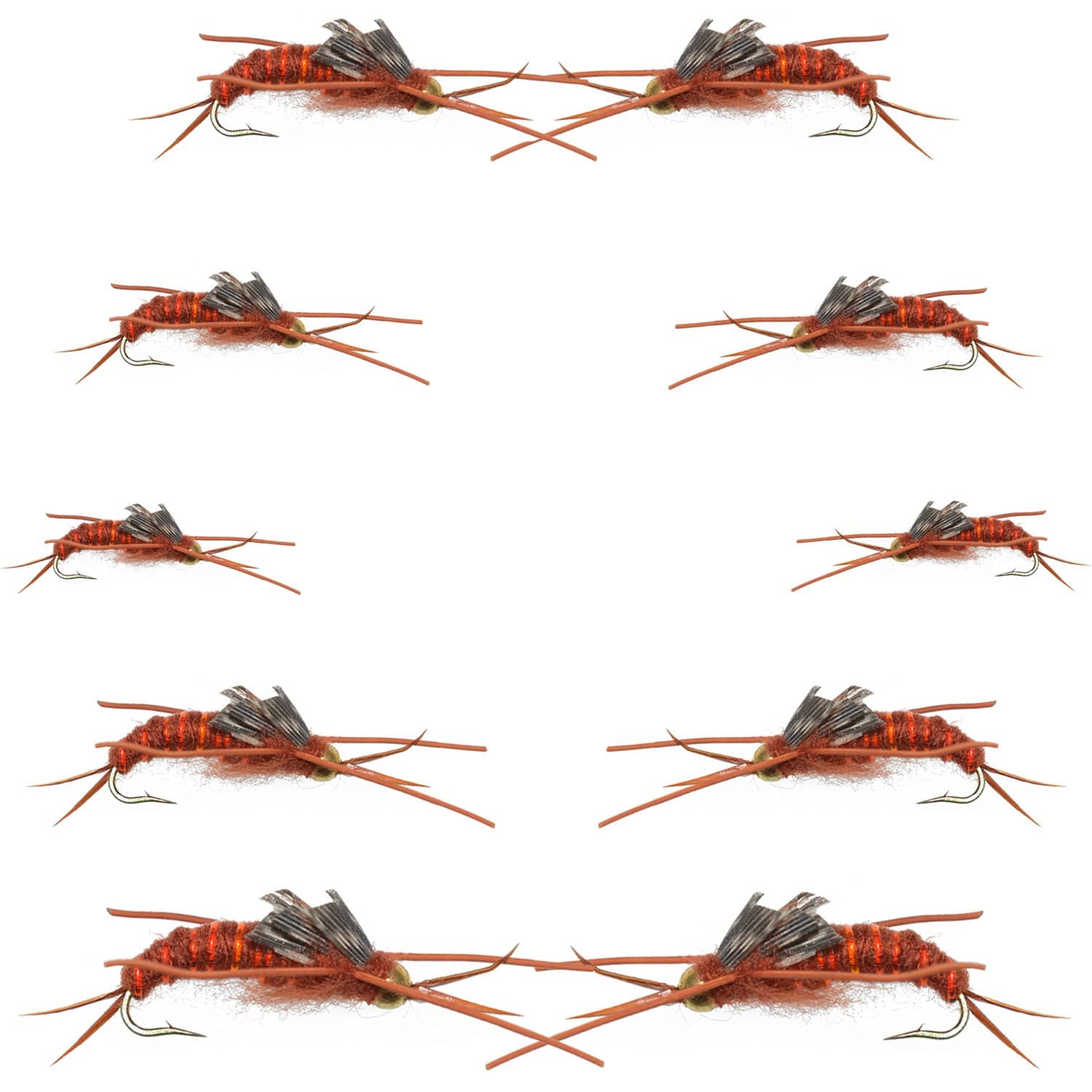 The Fly Fishing Place Nymphs Basics Collection - Kaufmann's Brown Stonefly Nymph Assortment 10 Bead Head Rubber Legs Wet Flies - Hook Sizes 6, 8, 10, and 12