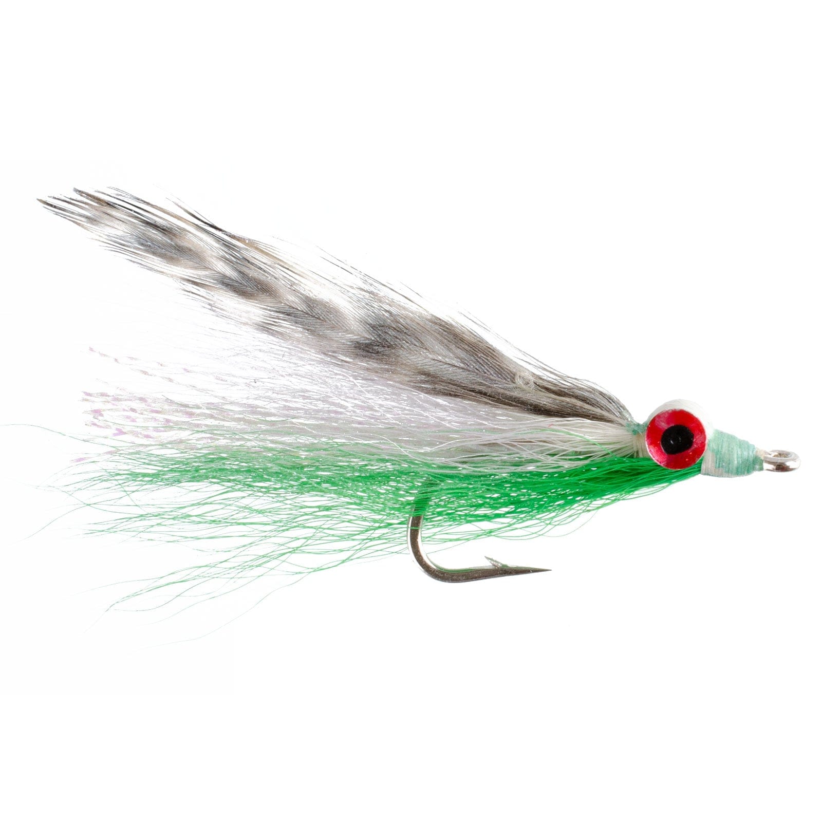 The Fly Fishing Place Saltwater Streamers Clousers Clouceiver Deep Minnow Grizzly Green - Streamer Fly Fishing Flies - 4 Saltwater and Bass Flies - Hook Size 1/0