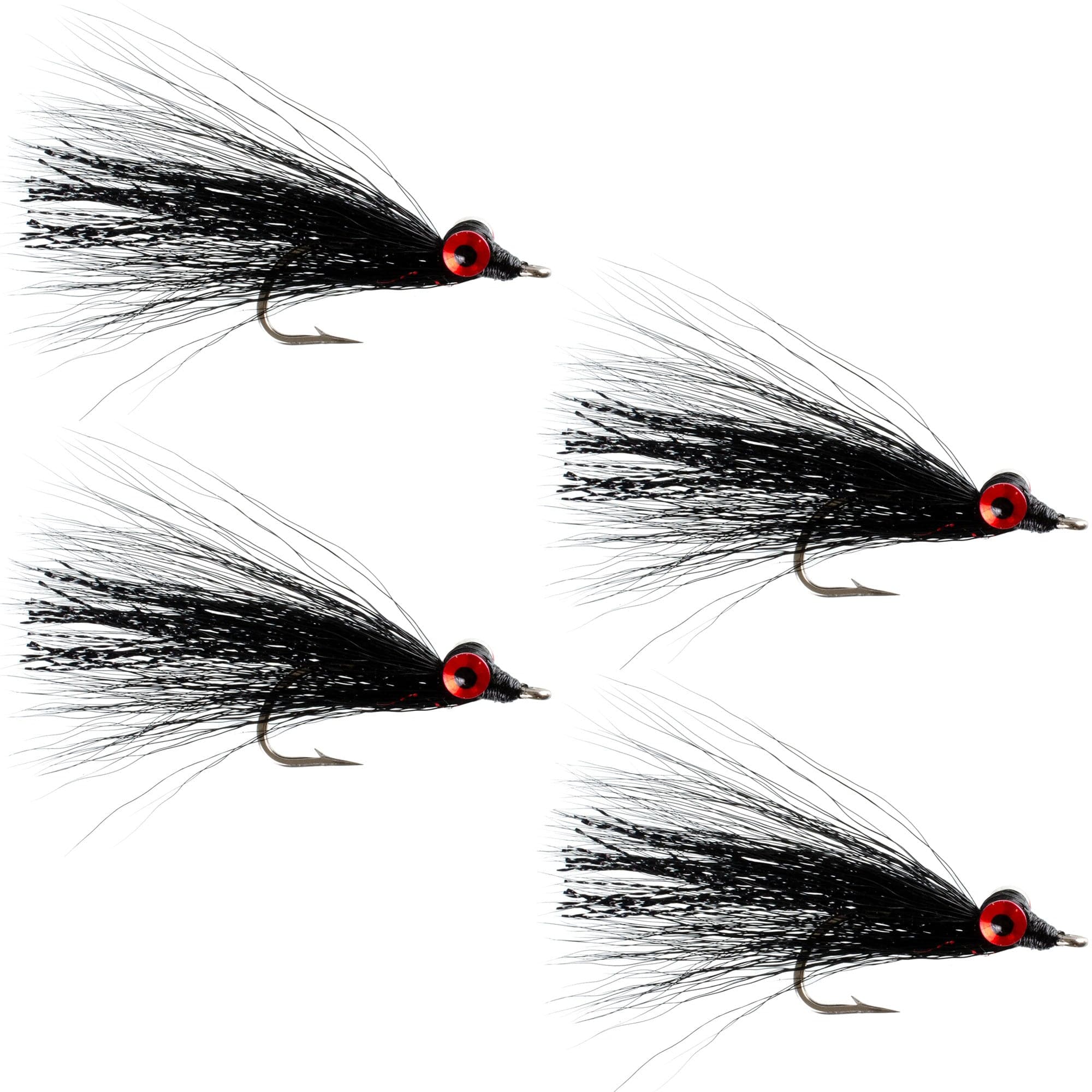 The Fly Fishing Place Saltwater Streamers Clousers Deep Minnow Black - Streamer Fly Fishing Flies - 4 Saltwater and Bass Flies - Hook Size 1/0