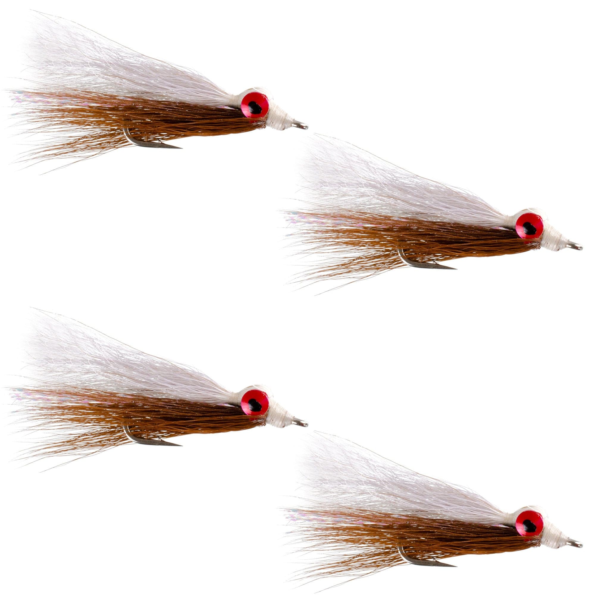 The Fly Fishing Place Saltwater Streamers Clousers Deep Minnow Brown White - Streamer Fly Fishing Flies - 4 Saltwater and Bass Flies - Hook Size 1/0