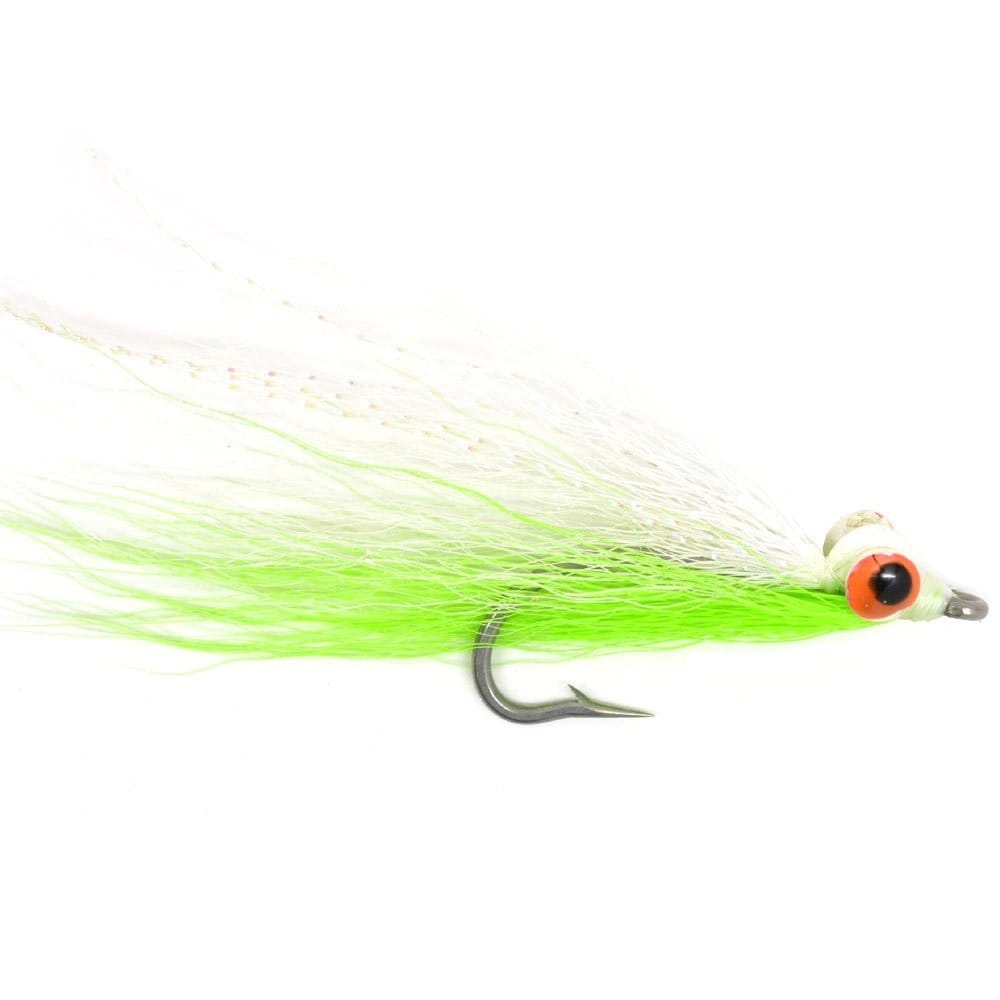 The Fly Fishing Place Saltwater Streamers Clousers Deep Minnow Chartreuse White - Streamer Fly Fishing Flies - 4 Saltwater and Bass Flies - Hook Size 1/0