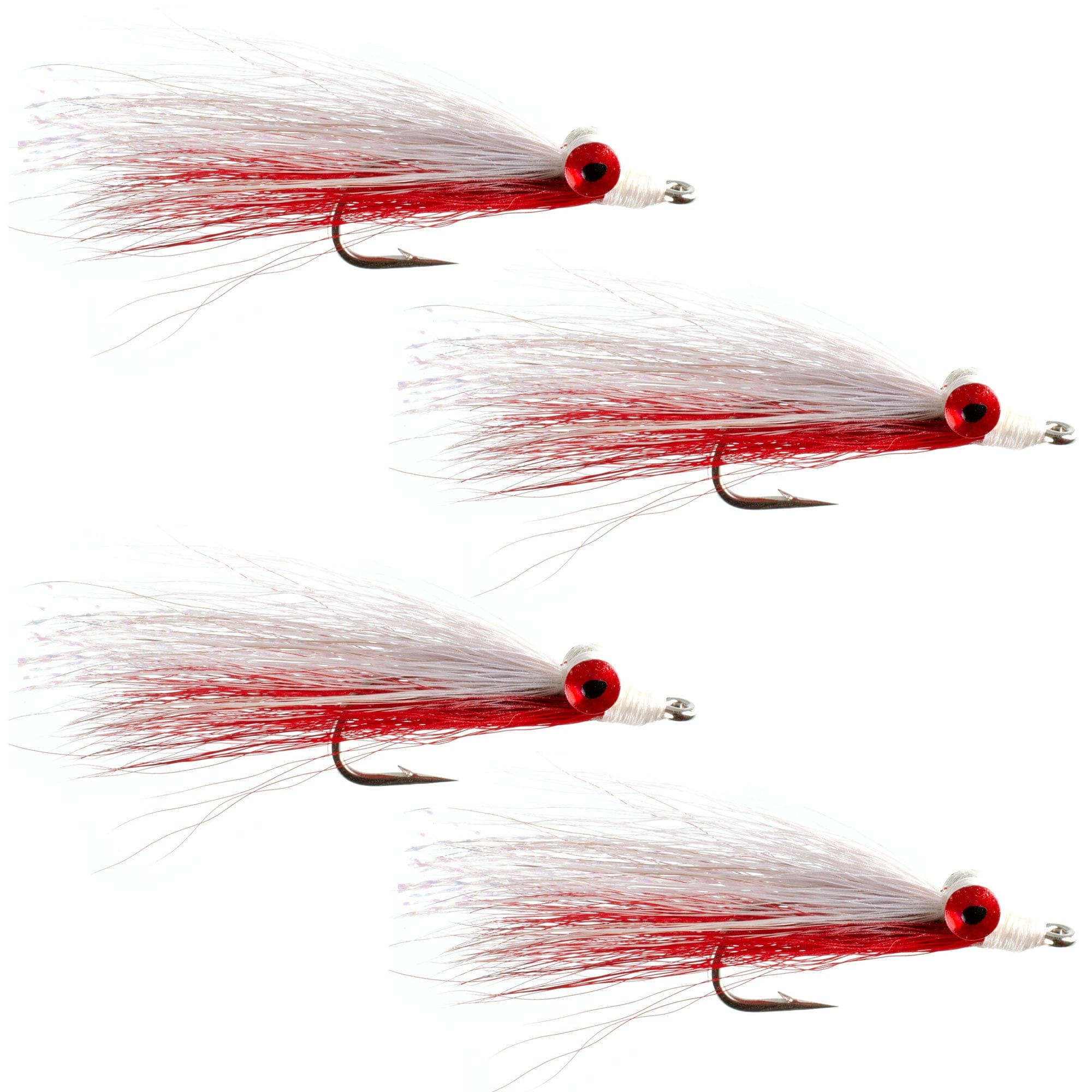The Fly Fishing Place Saltwater Streamers Clousers Deep Minnow Red White - Streamer Fly Fishing Flies - 4 Saltwater and Bass Flies - Hook Size 1/0
