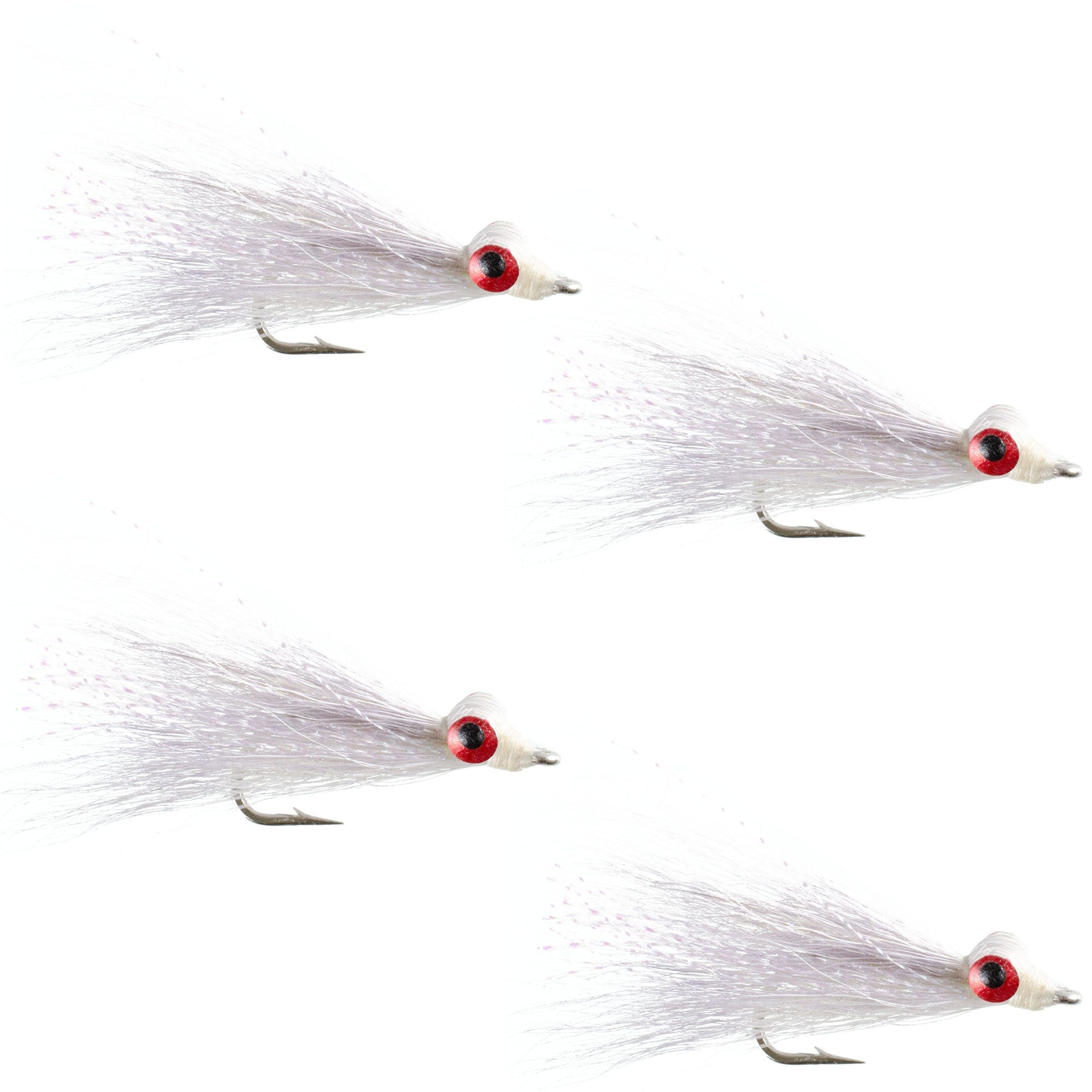 The Fly Fishing Place Saltwater Streamers Clousers Deep Minnow White - Streamer Fly Fishing Flies - 4 Saltwater and Bass Flies - Hook Size 1/0