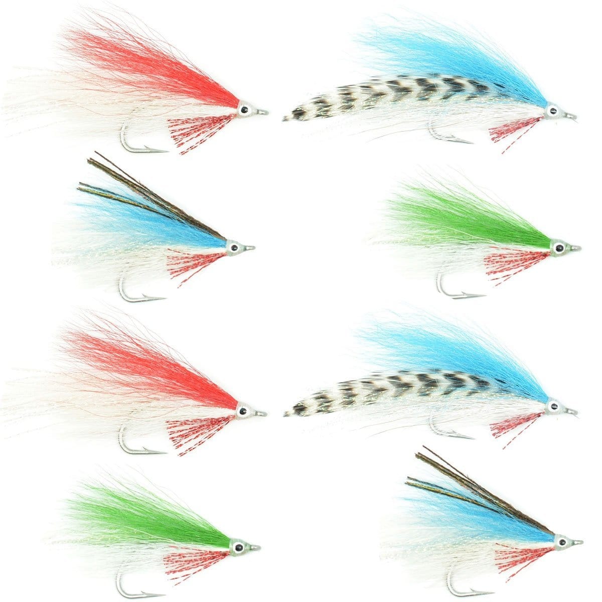 The Fly Fishing Place Saltwater Streamers Lefty's Deceiver Fly Fishing Flies Collection - Assortment of 8 Saltwater and Bass Flies - Hook Size 1/0