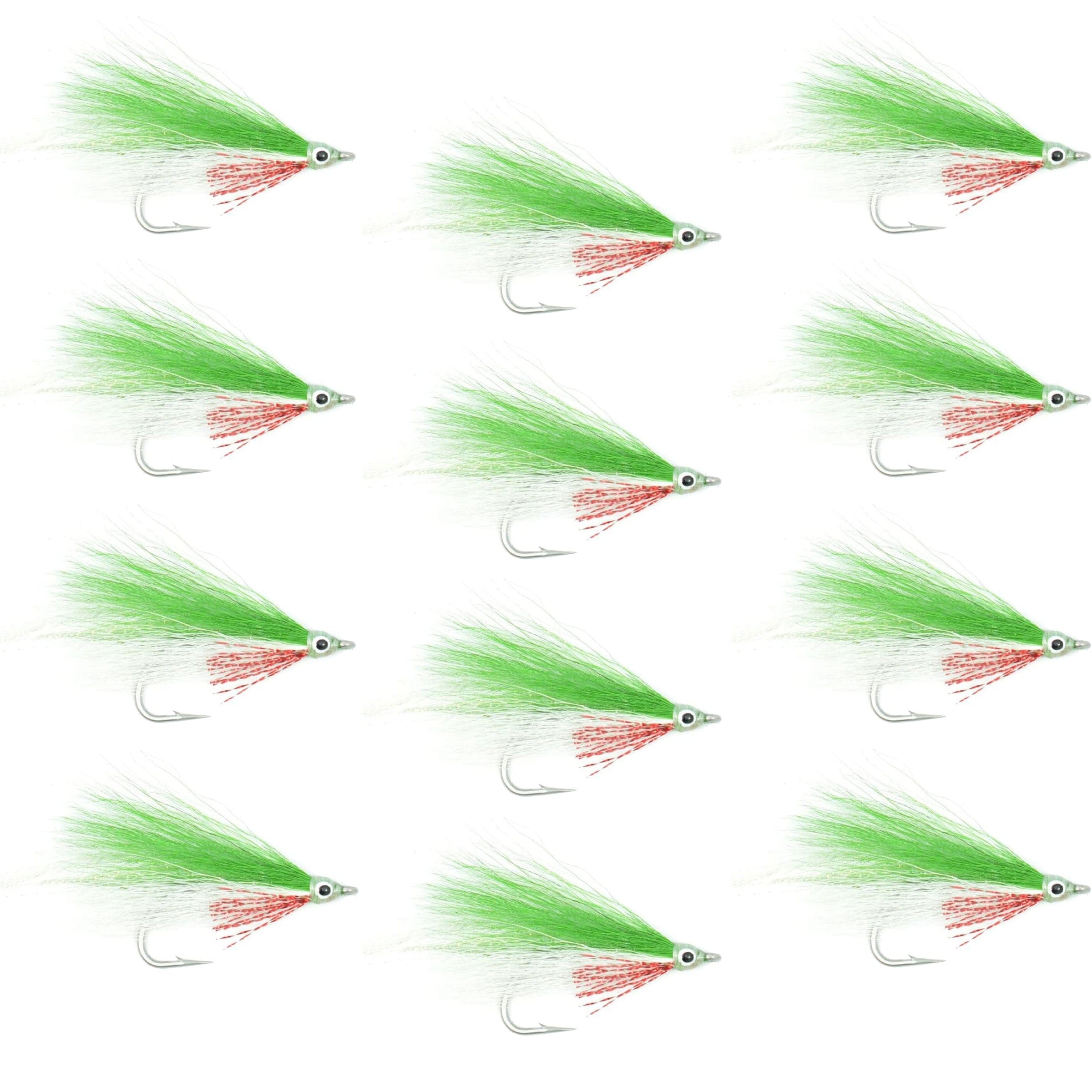 The Fly Fishing Place Saltwater Streamers Lefty's Deceiver Saltwater Streamer Fly - Green/White - 1 Dozen Hook Size 1/0