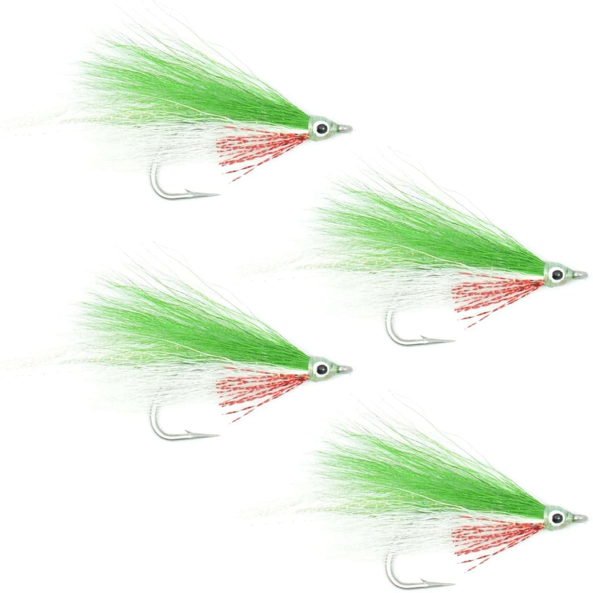 The Fly Fishing Place Saltwater Streamers Lefty's Deceiver Saltwater Streamer Fly - Green/White - 4 Flies Hook Size 1/0
