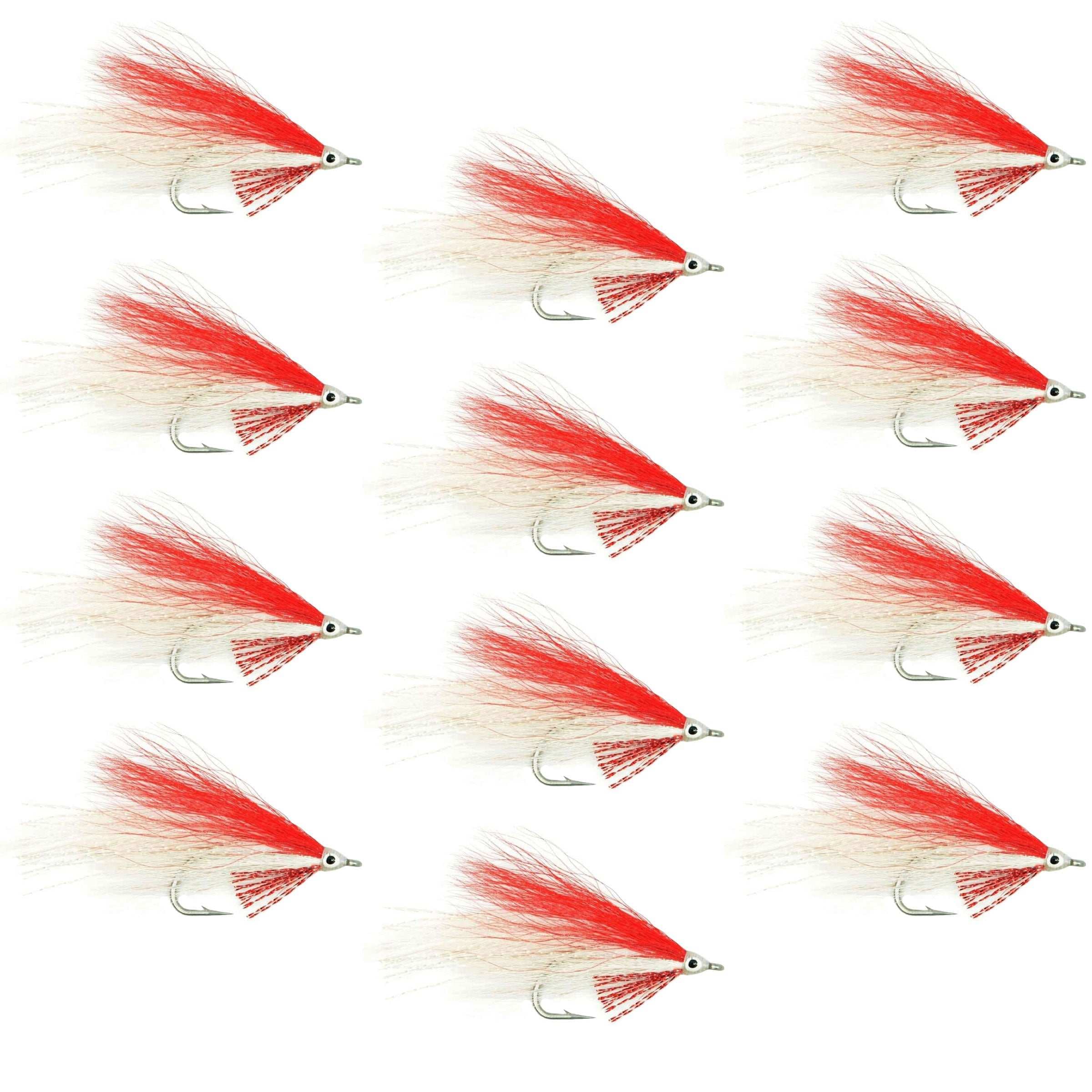 The Fly Fishing Place Saltwater Streamers Lefty's Deceiver Saltwater Streamer Fly - Red/White - 1 Dozen Hook Size 1/0