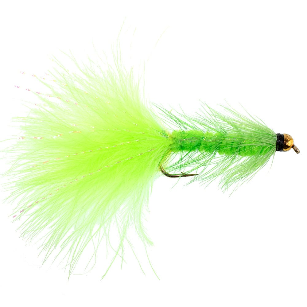 The Fly Fishing Place Streamer Flies Chartreuse Bead Head Crystal Woolly Bugger Classic Streamer Flies - Set of 6 Trout Fly Fishing Flies - Hook Size 8