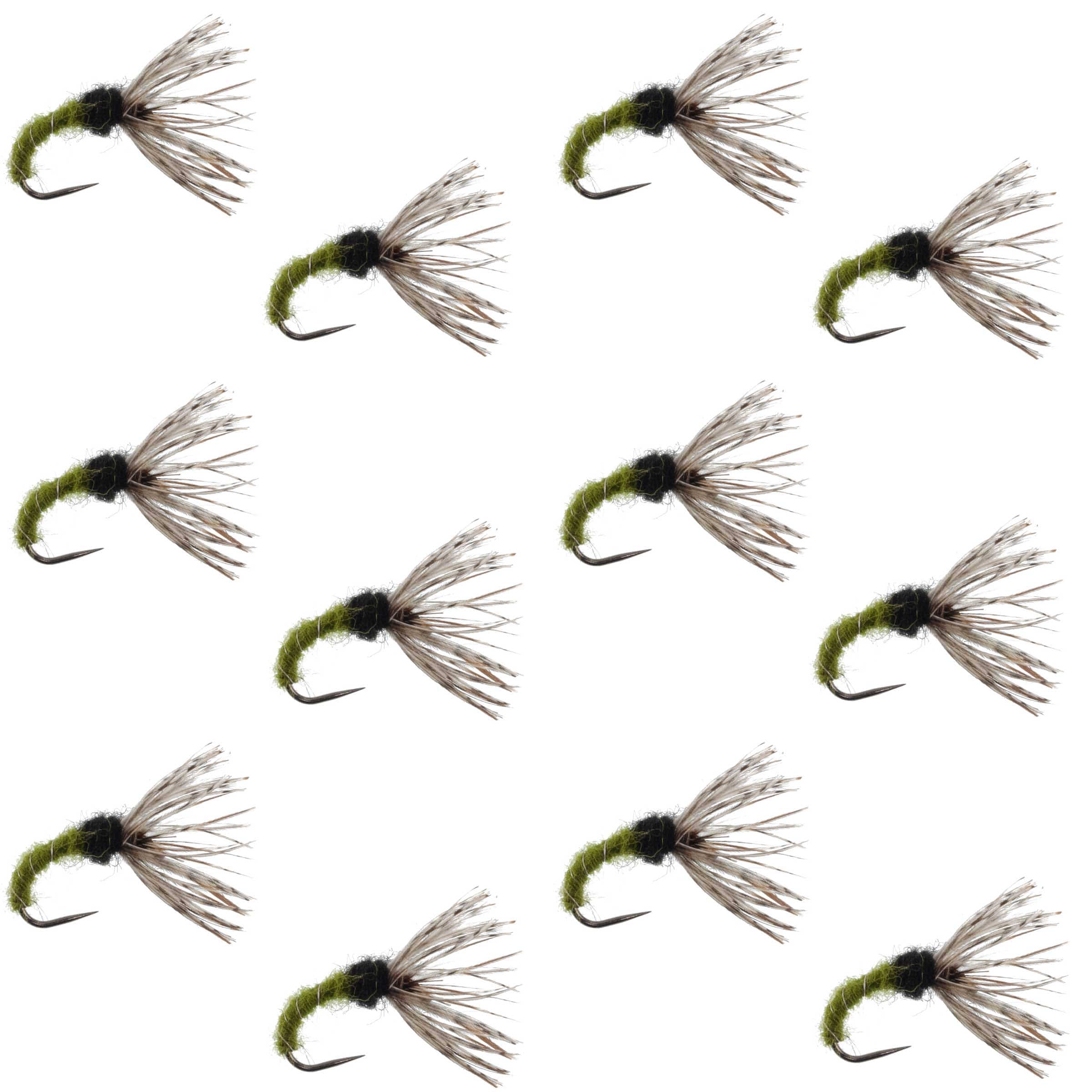 The Fly Fishing Place Tenkara Kebari Olive Zebra Sakasa Kebari - 12 Tenkara Flies - Size 16