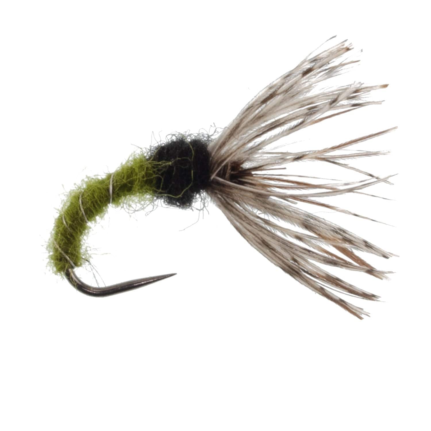 The Fly Fishing Place Tenkara Kebari Olive Zebra Sakasa Kebari - 12 Tenkara Flies - Size 16