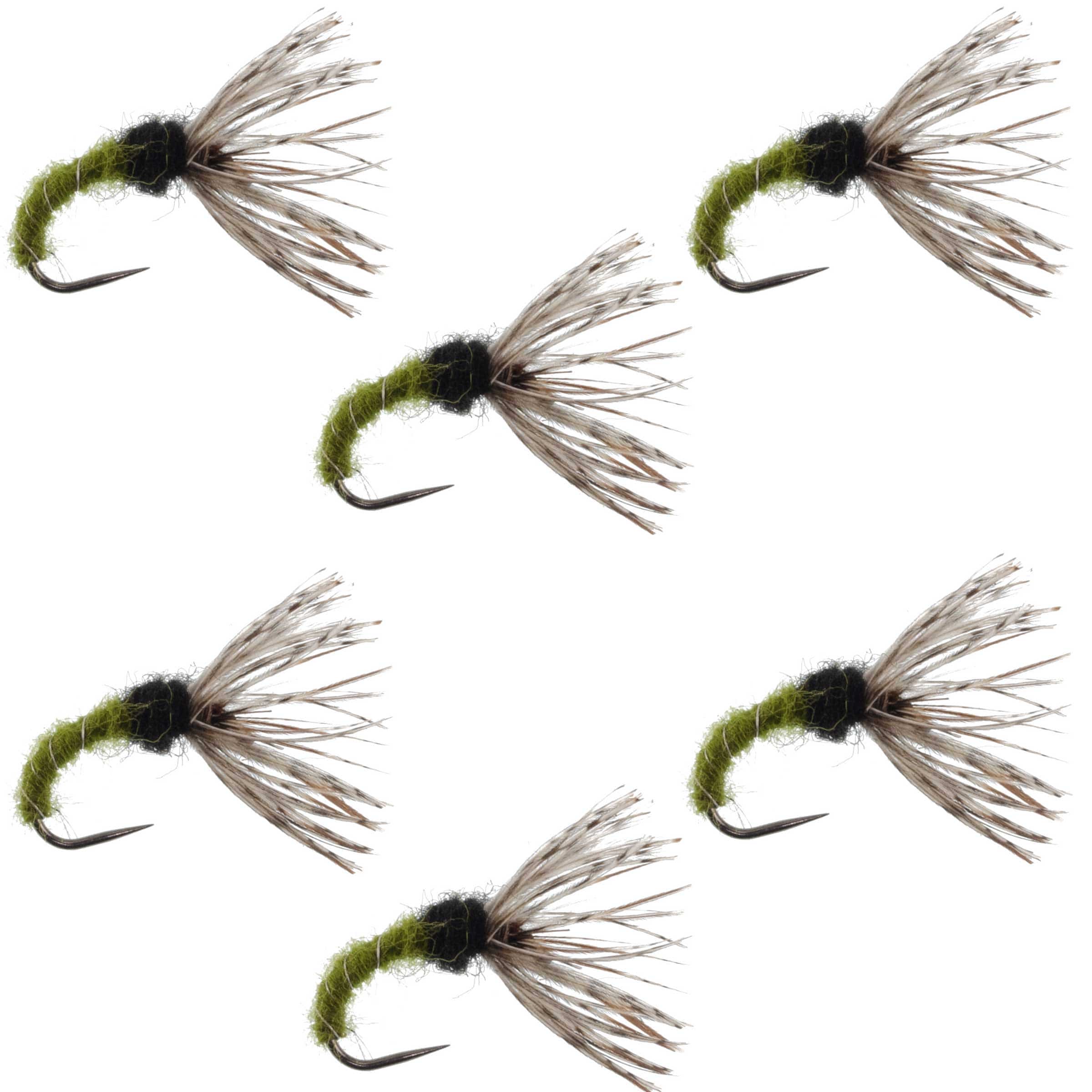 The Fly Fishing Place Tenkara Kebari Olive Zebra Sakasa Kebari - 6 Tenkara Flies - Size 12