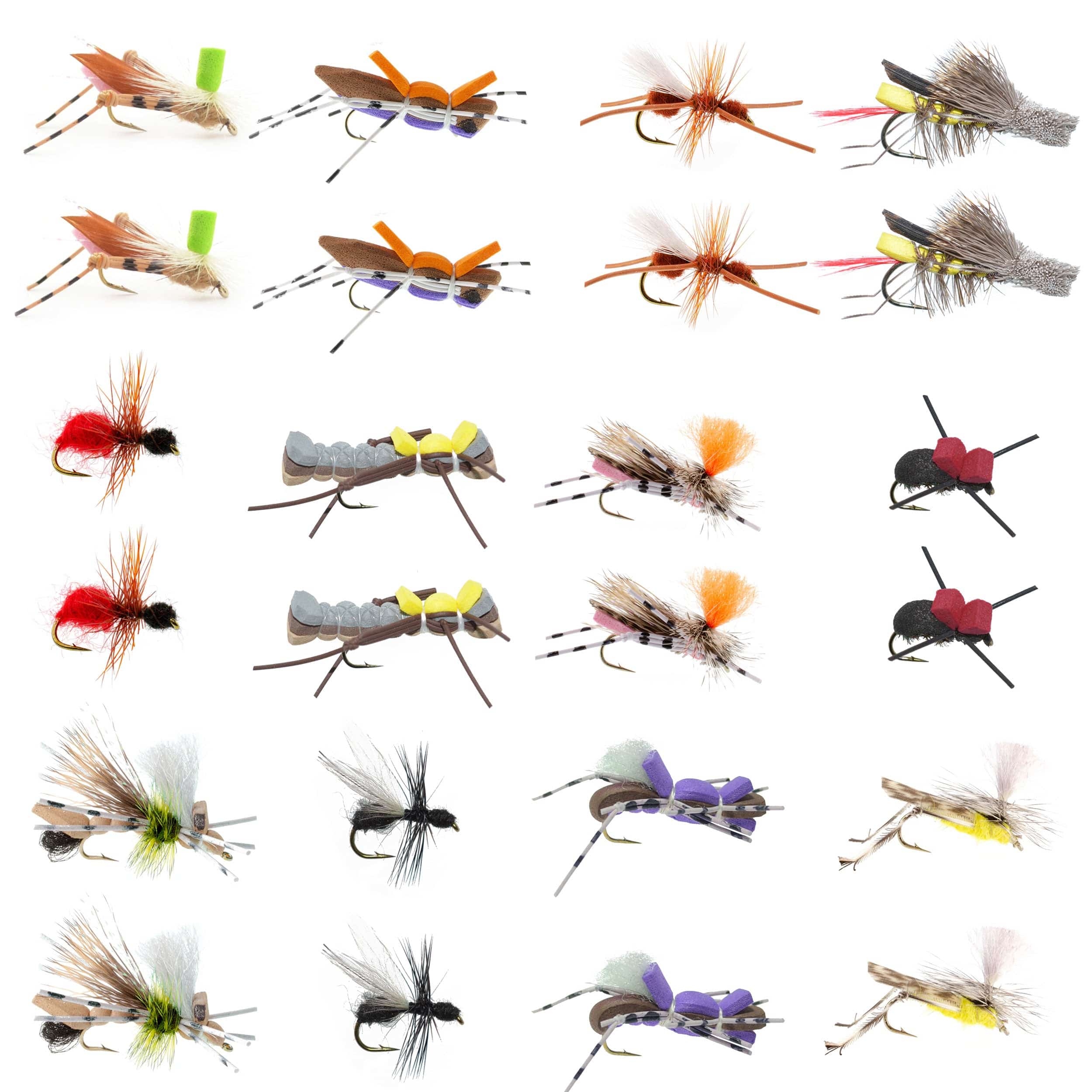 The Fly Fishing Place Terrestrials Trout Fly Assortment - Premium Terrestrial Flies - 24 Essential Hoppers, Ants and Beetles with Fly Box