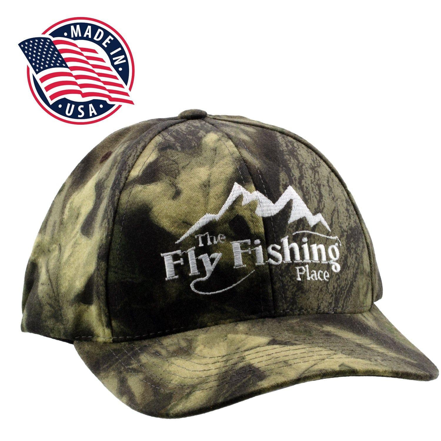 The Fly Fishing Place The Fly Fishing Place Logo Cap | Low Profile Mossy Oak Break Up Camo | Made In The USA