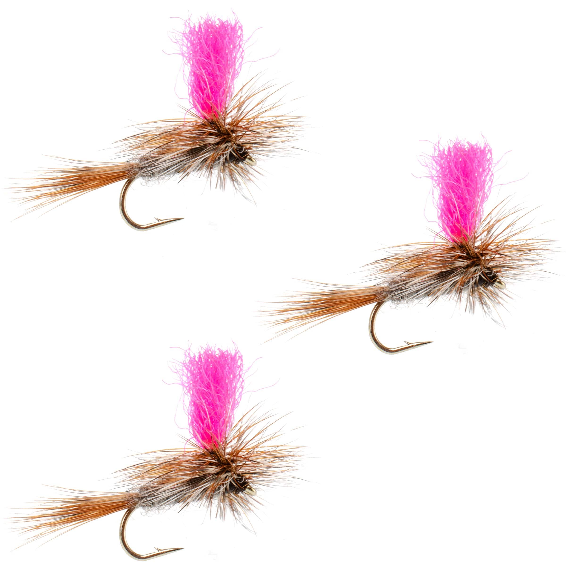 The Fly Fishing Place Trout Dry Flies 3 Pack Adams Hi-Viz Parachute Classic Dry Fly - Hook Size 12