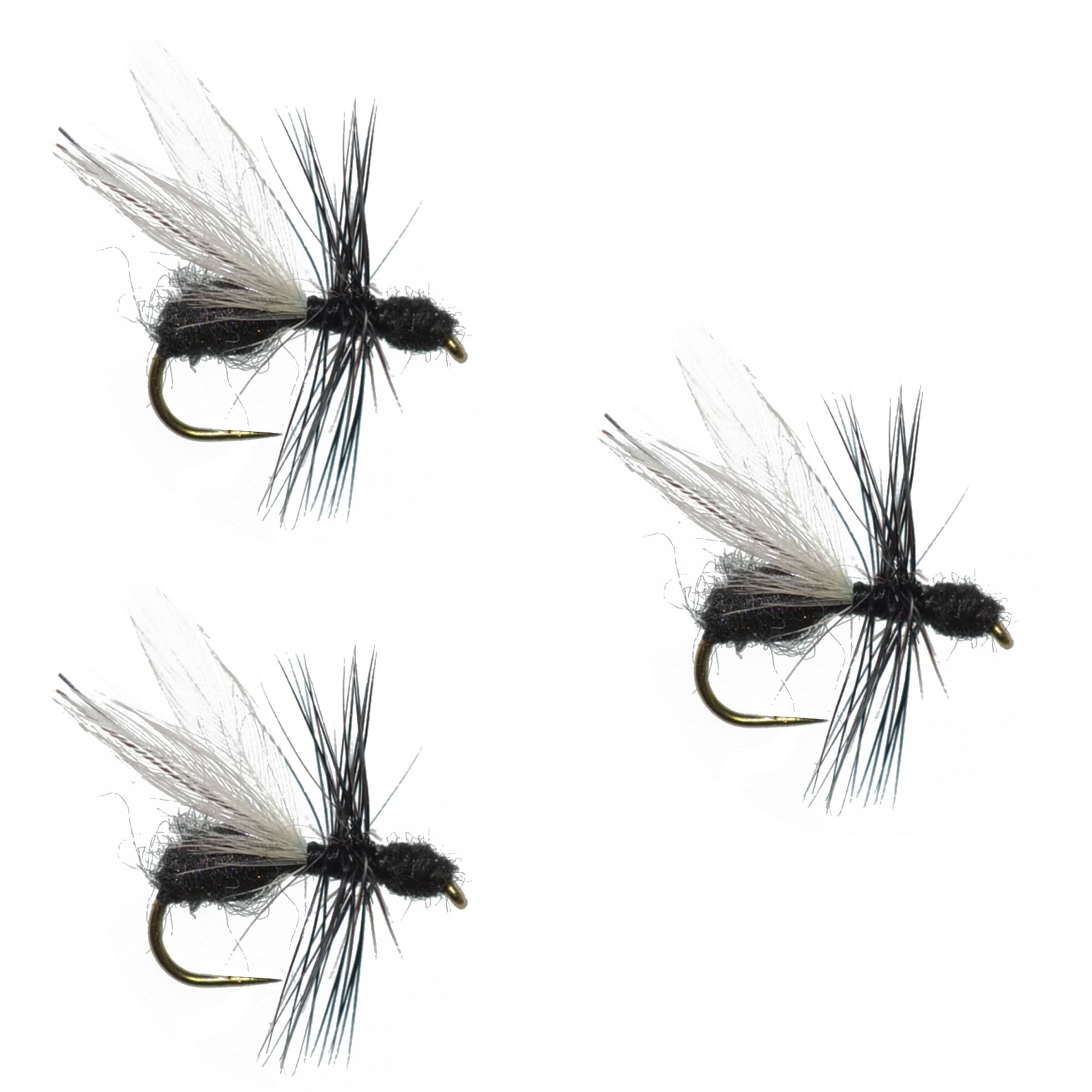 The Fly Fishing Place Trout Dry Flies 3 Pack Barbless Black Fur Flying Ant Terrestrial Trout Dry Fly Fishing Flies - Hook Size 14