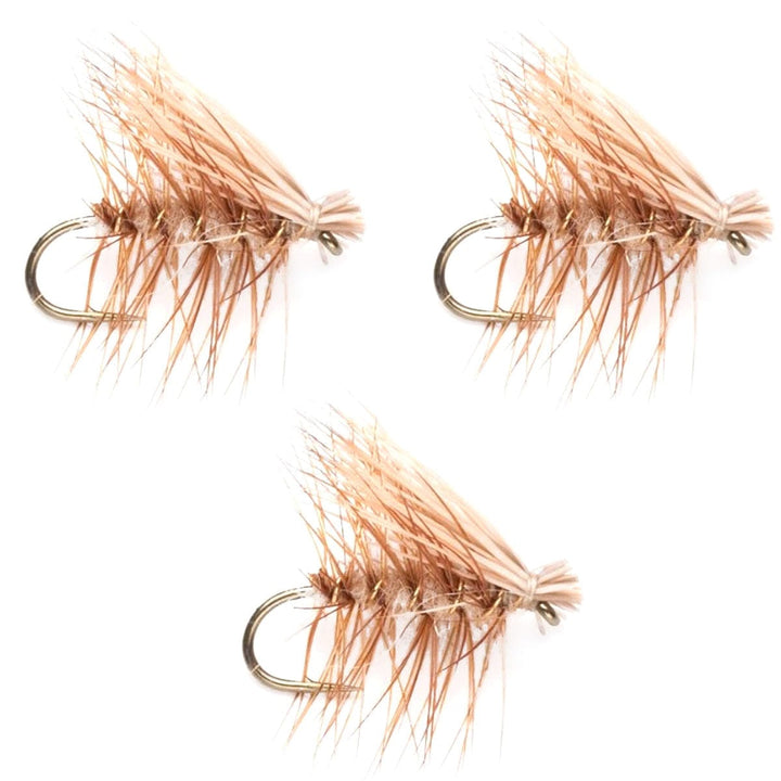 The Fly Fishing Place Trout Dry Flies 3 Pack Barbless Tan Elk Hair Caddis Classic Trout Dry Flies Size 12