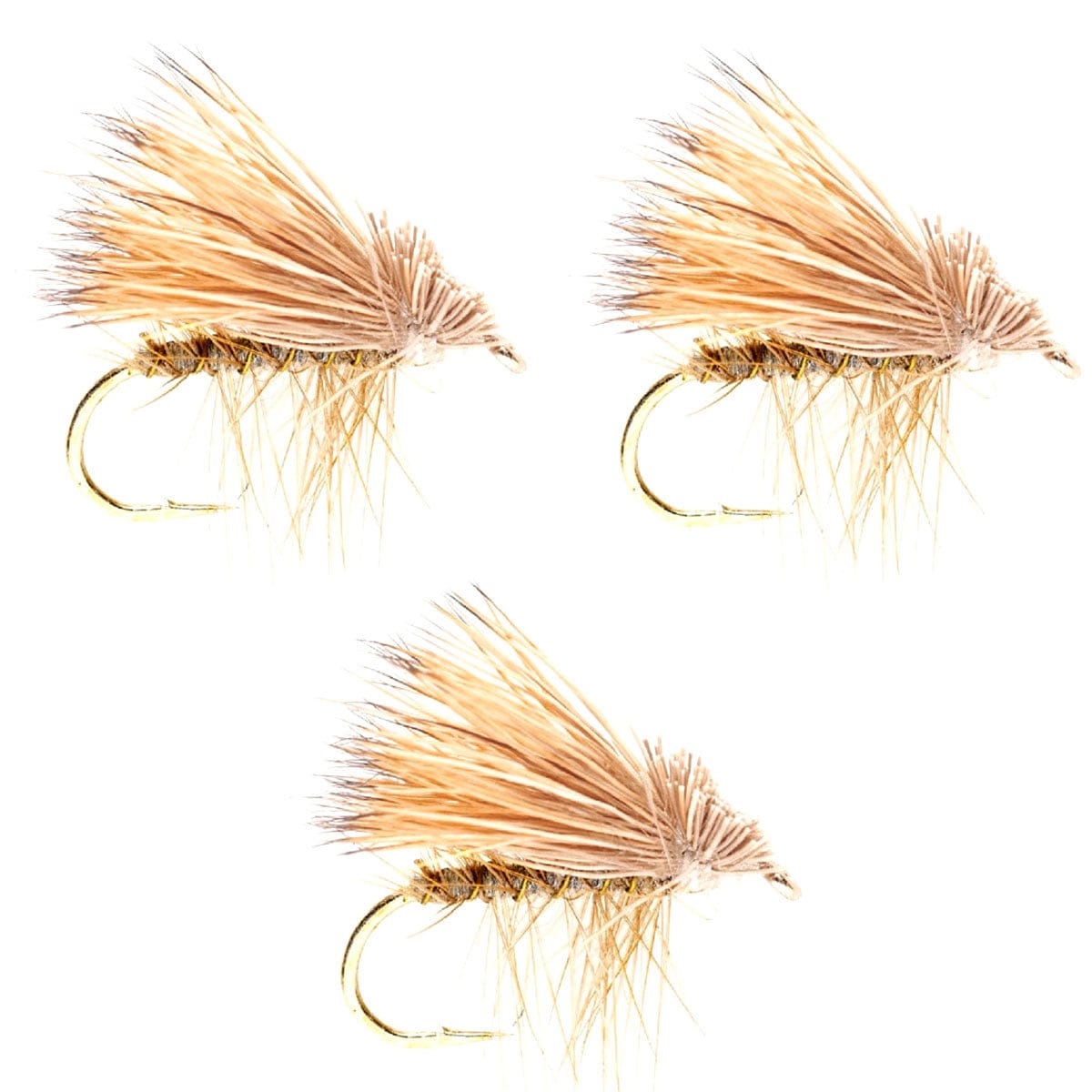 The Fly Fishing Place Trout Dry Flies 3 Pack Barbless Yellow Elk Hair Caddis Classic Trout Dry Flies Size 16