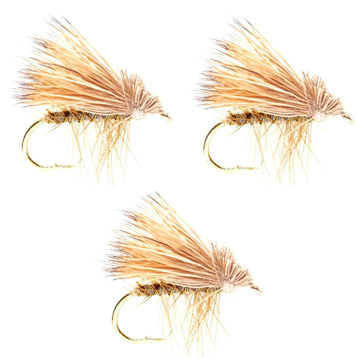 The Fly Fishing Place Trout Dry Flies 3 Pack Barbless Yellow Elk Hair Caddis Classic Trout Dry Flies Size 16