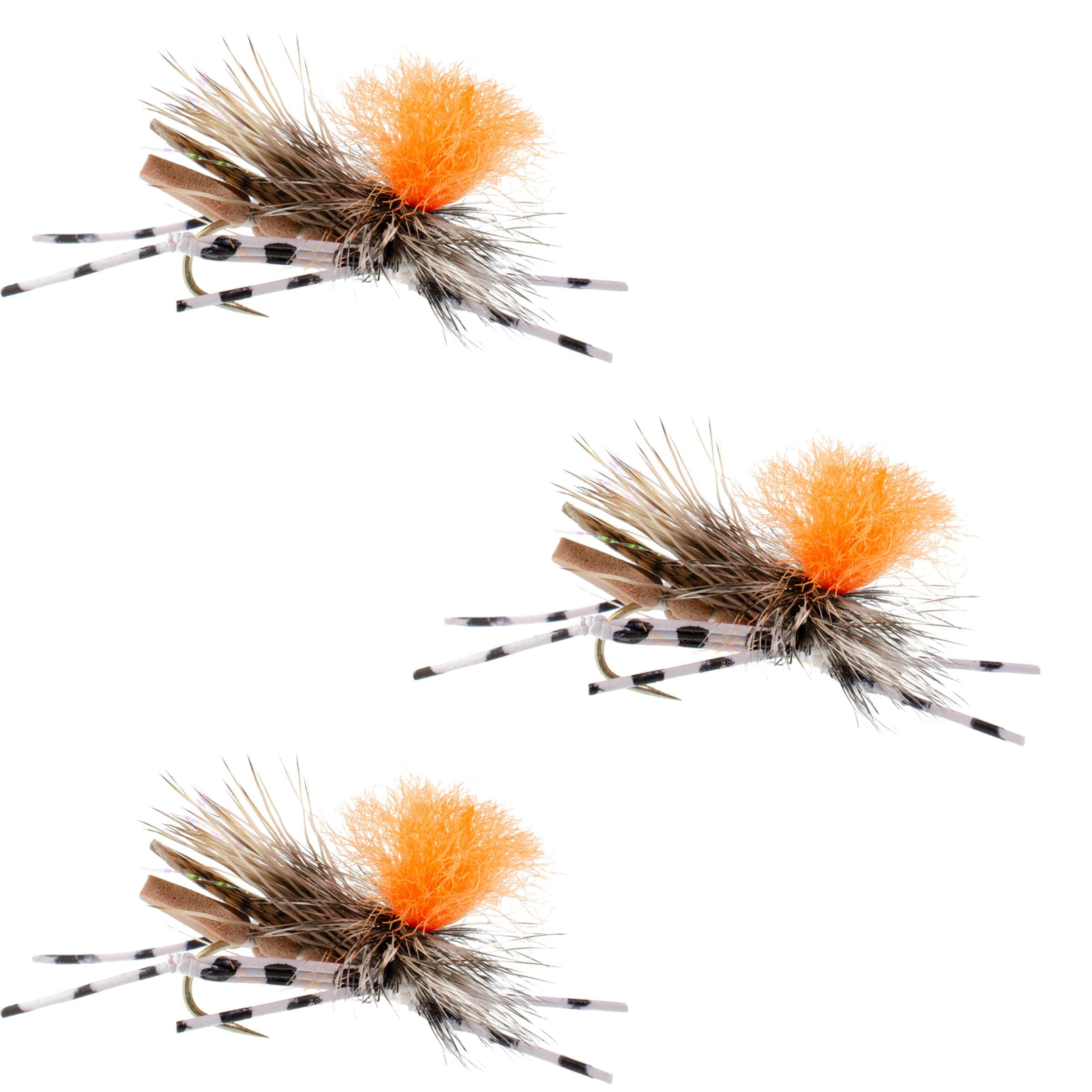 The Fly Fishing Place Trout Dry Flies 3 Pack Feth Hopper Tan - Foam Grasshopper Fly Pattern - Hook Size 10