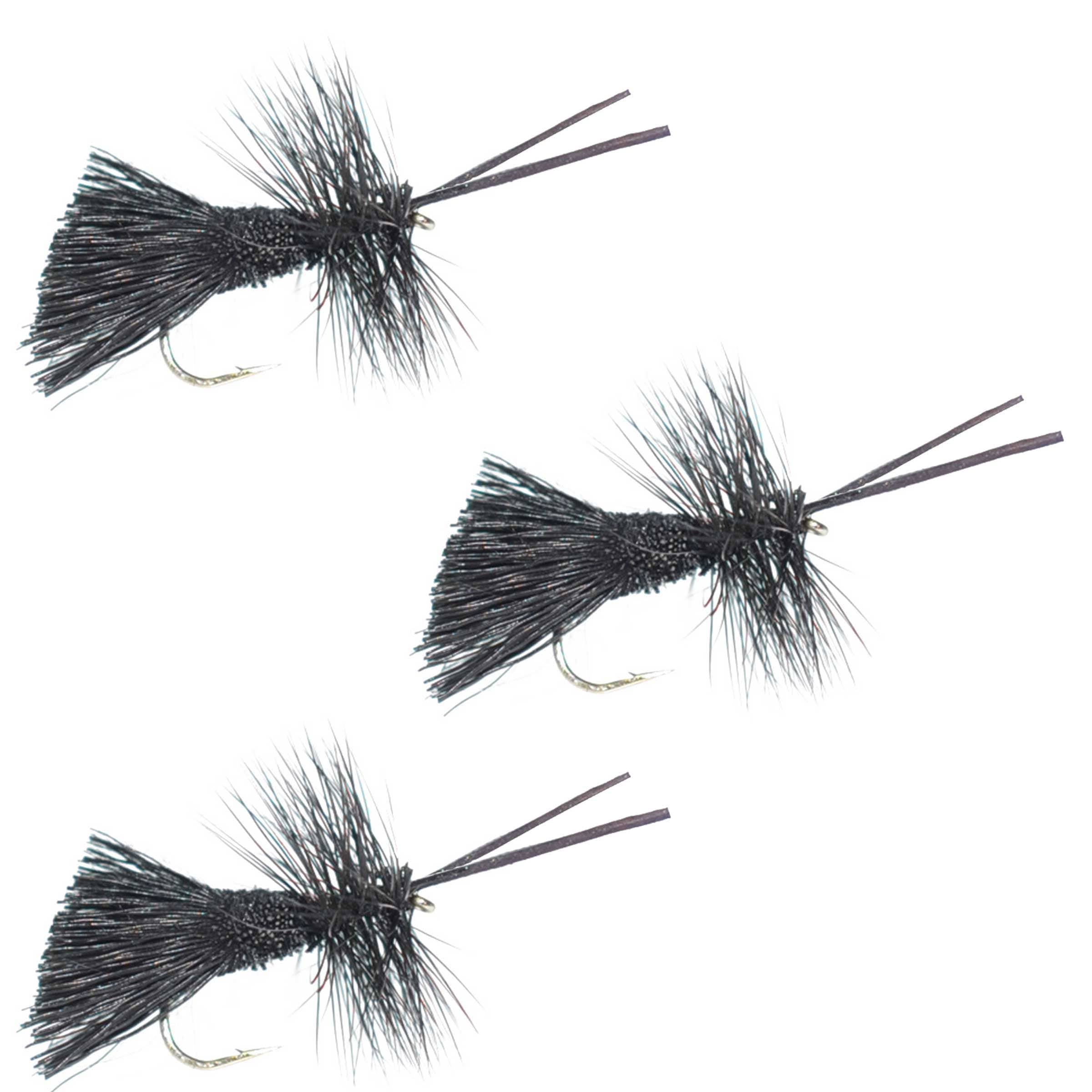 The Fly Fishing Place Trout Dry Flies 3 Pack Goddard Caddis Black Dry Fly - Hook Size 12