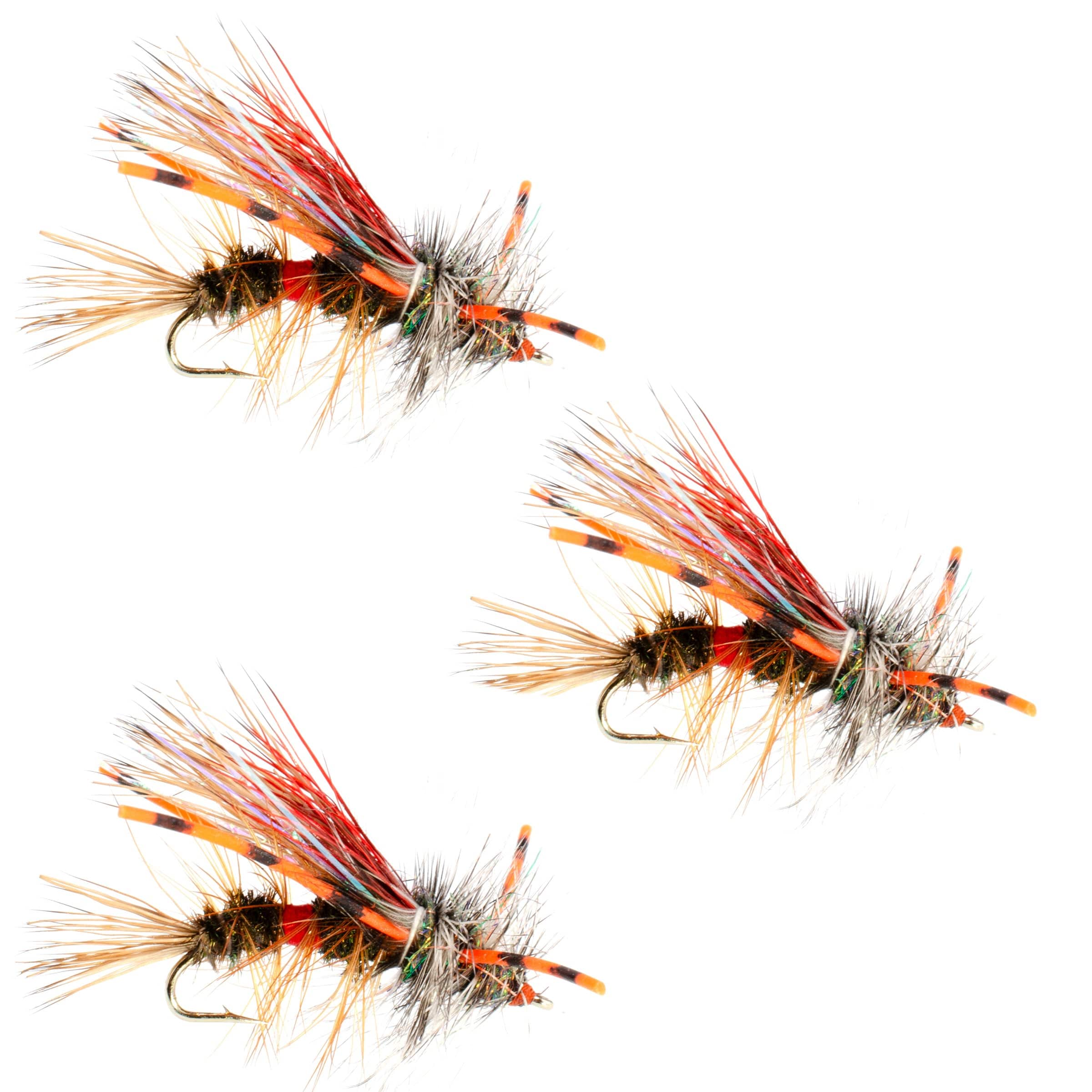 The Fly Fishing Place Trout Dry Flies 3 Pack Kaufmann's Royal Crystal Stimulator Rubber Legs Dry Fly - Hook Size 12