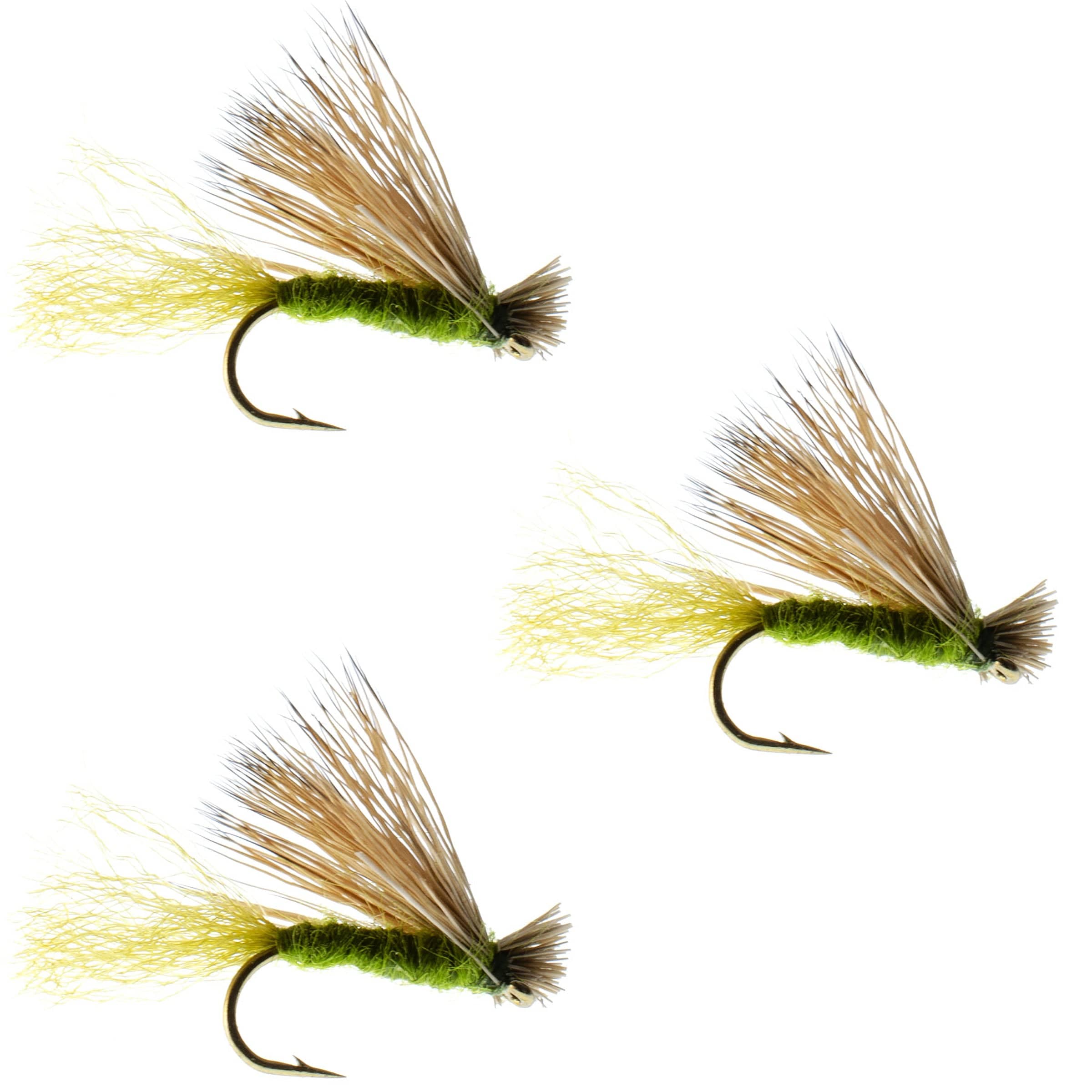 The Fly Fishing Place Trout Dry Flies 3 Pack Olive X Caddis Emerging Caddis Adult Trout Dry Fly - Hook Size 18
