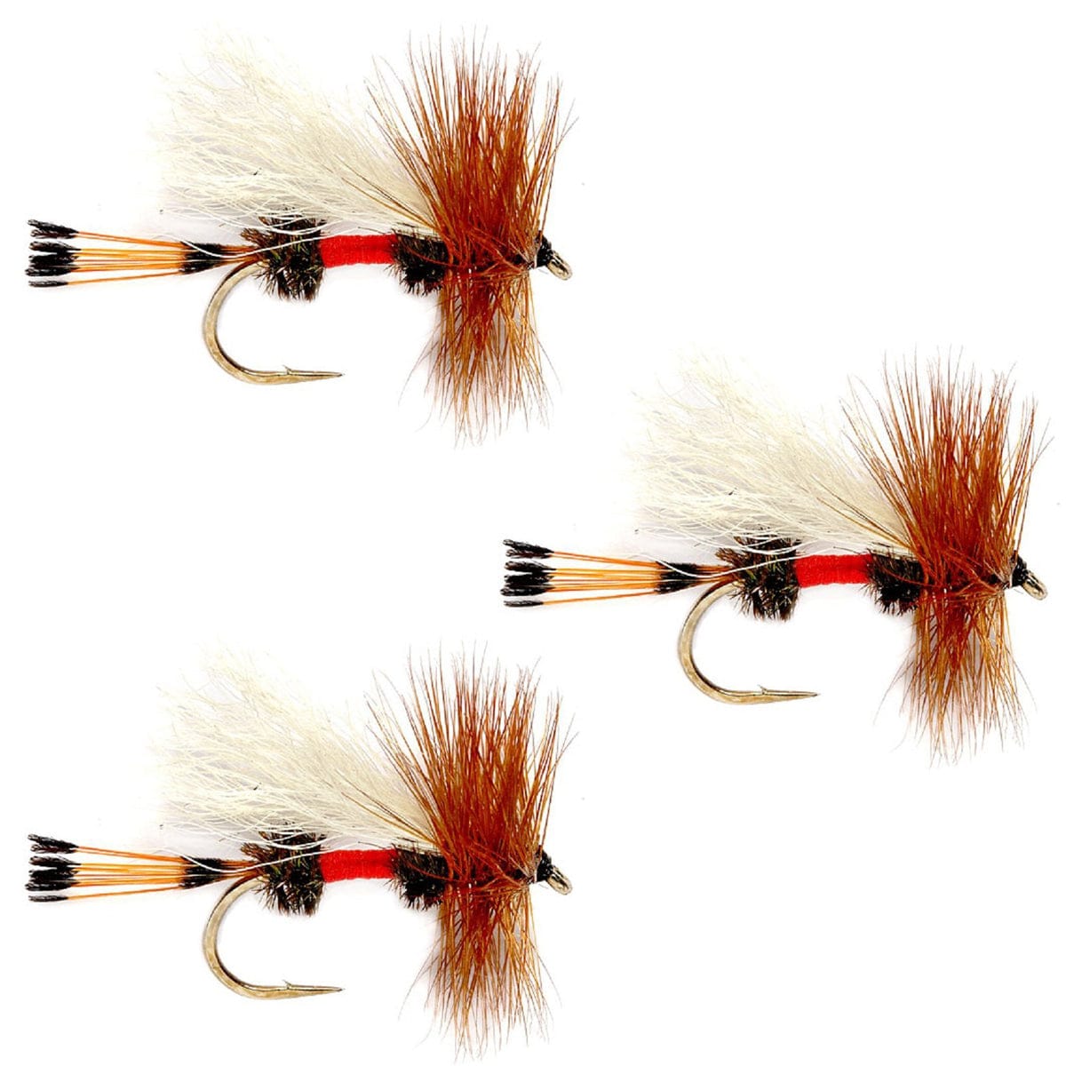 The Fly Fishing Place Trout Dry Flies 3 Pack Royal Trude Classic Hair Wing Dry Fly - Hook Size 14