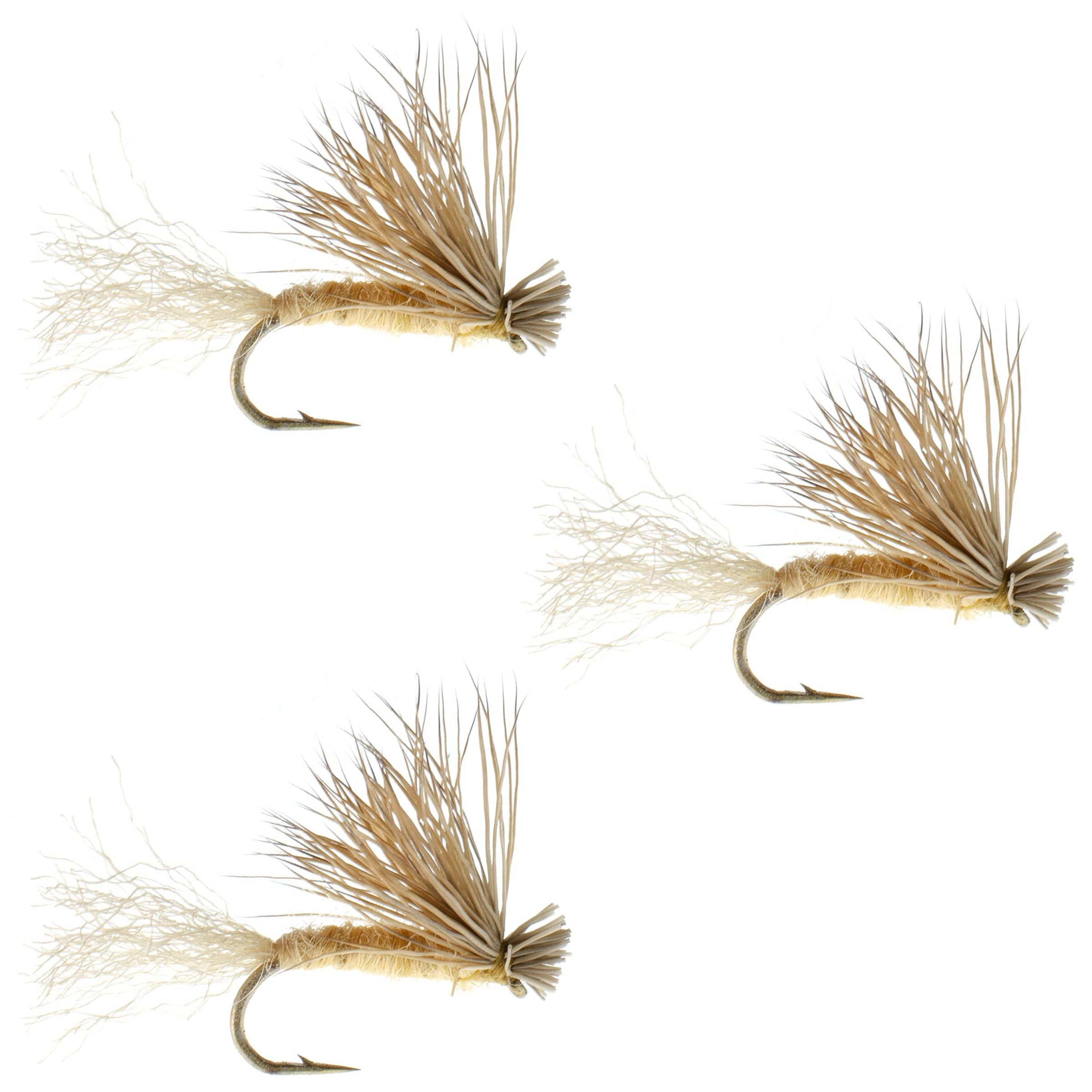The Fly Fishing Place Trout Dry Flies 3 Pack Tan X Caddis Emerging Caddis Adult Trout Dry Fly - Hook Size 18