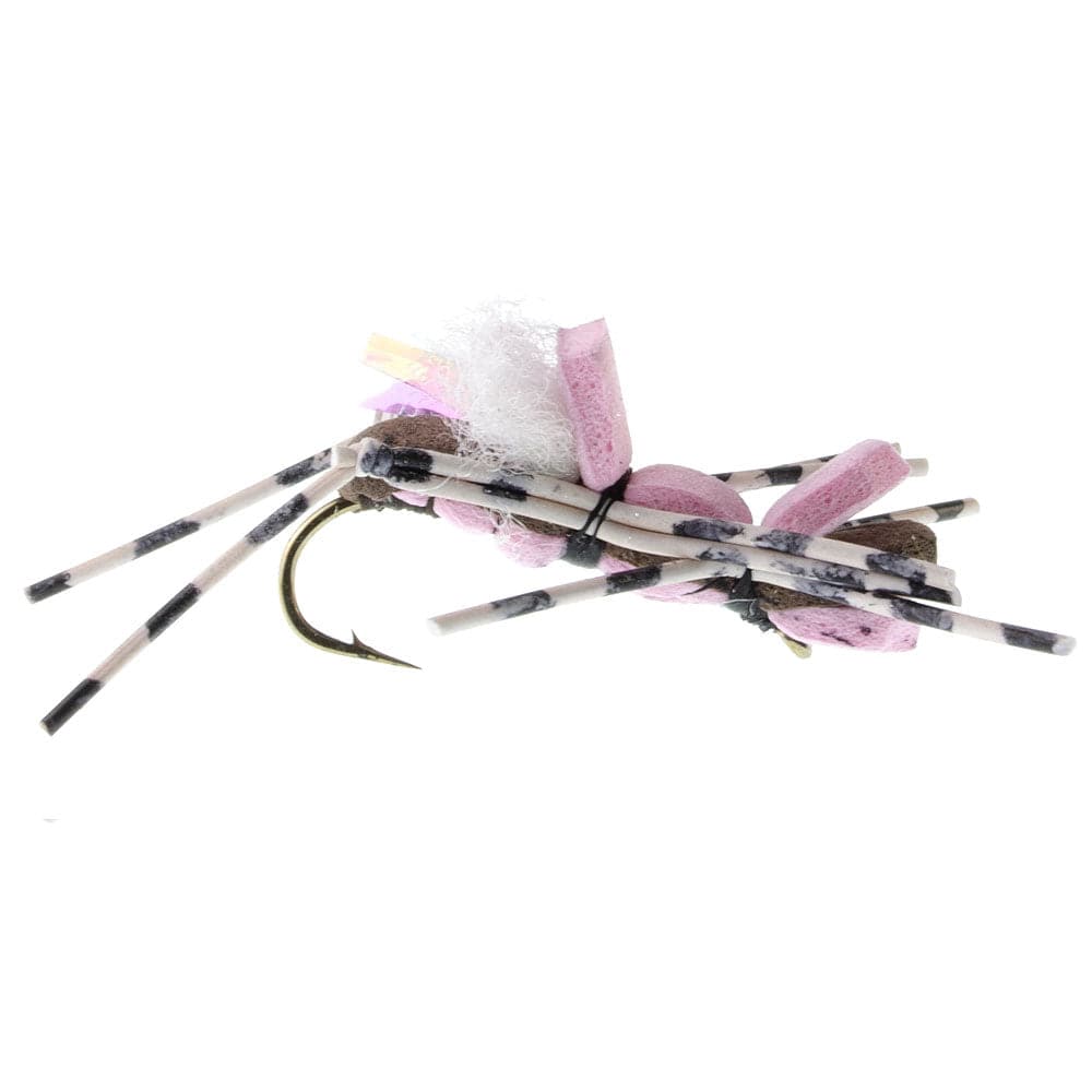 The Fly Fishing Place Trout Dry Flies 4 Pack Fat Albert Pink Foam Body Grasshopper Fly - Hook Size 10