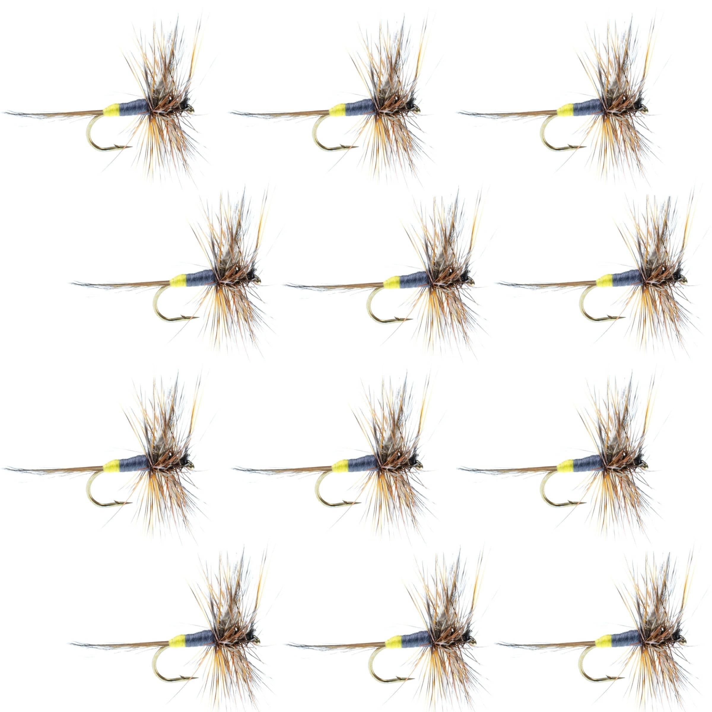 The Fly Fishing Place Trout Dry Flies Adams Female Classic Dry Fly - 1 Dozen Flies - Hook Size 16