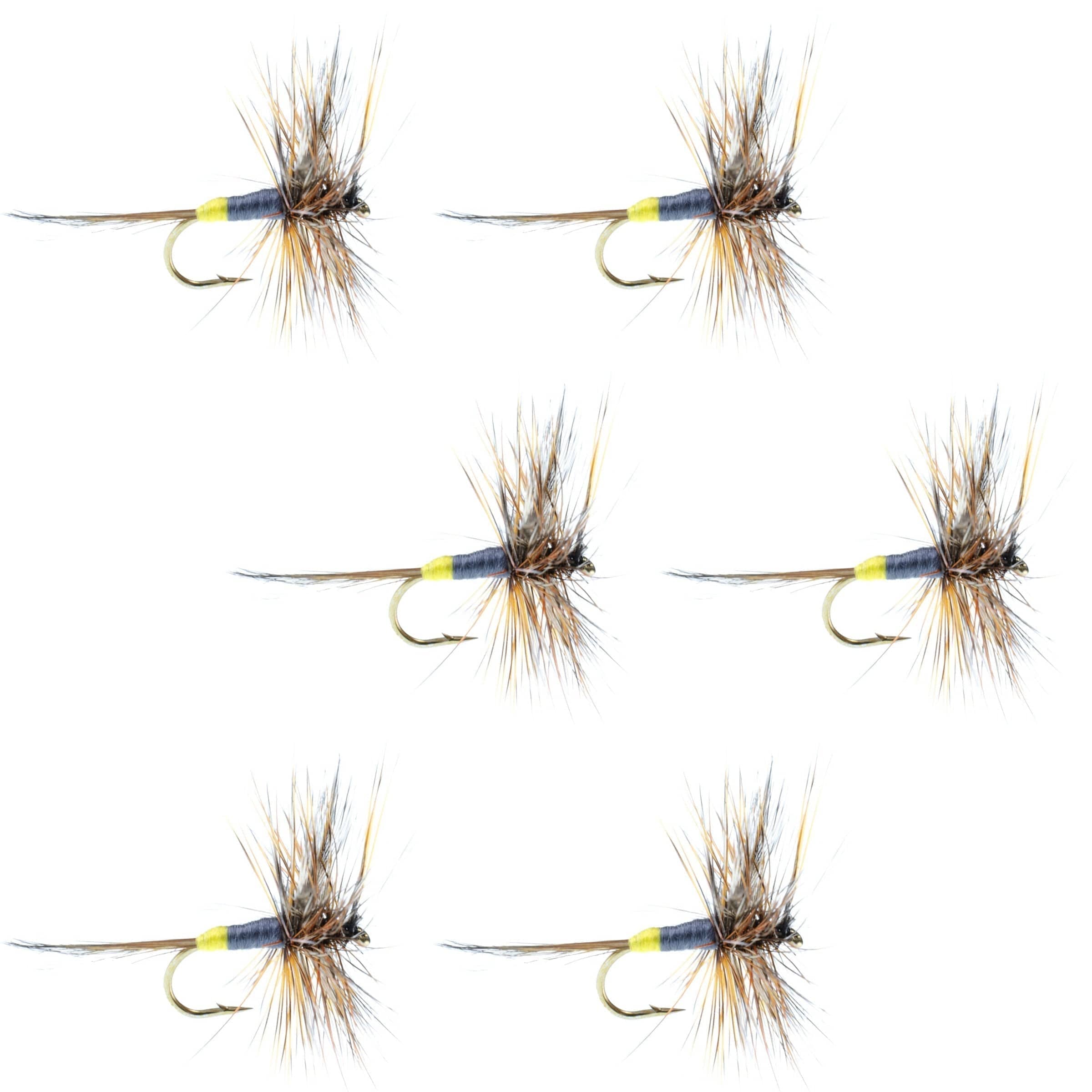 The Fly Fishing Place Trout Dry Flies Adams Female Classic Dry Fly - 6 Flies - Hook Size 16