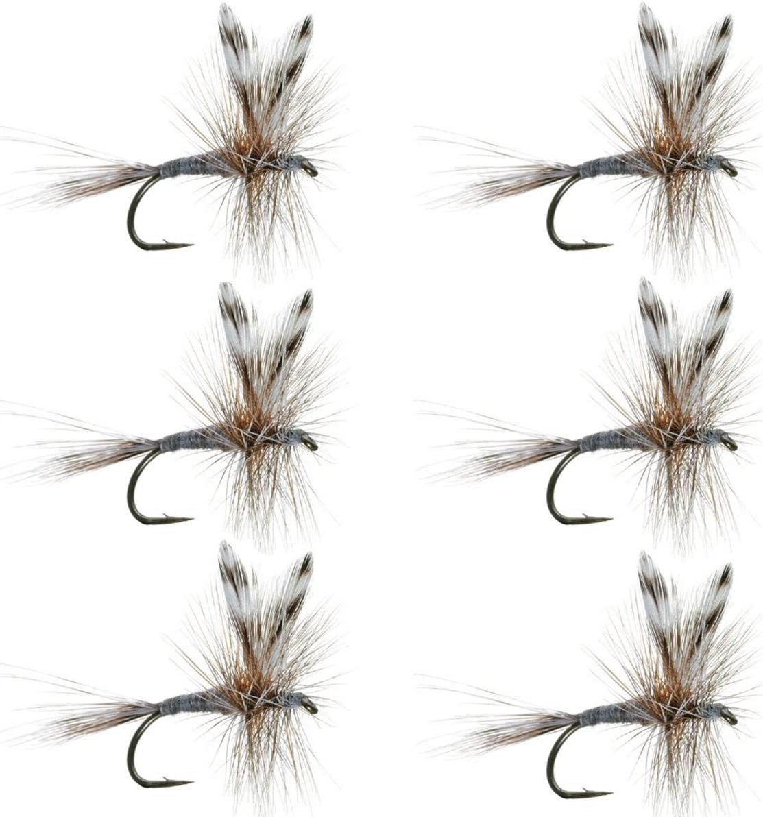The Fly Fishing Place Trout Dry Flies Barbless Adams Classic Dry Fly - Set of 6 - Hook Size 14