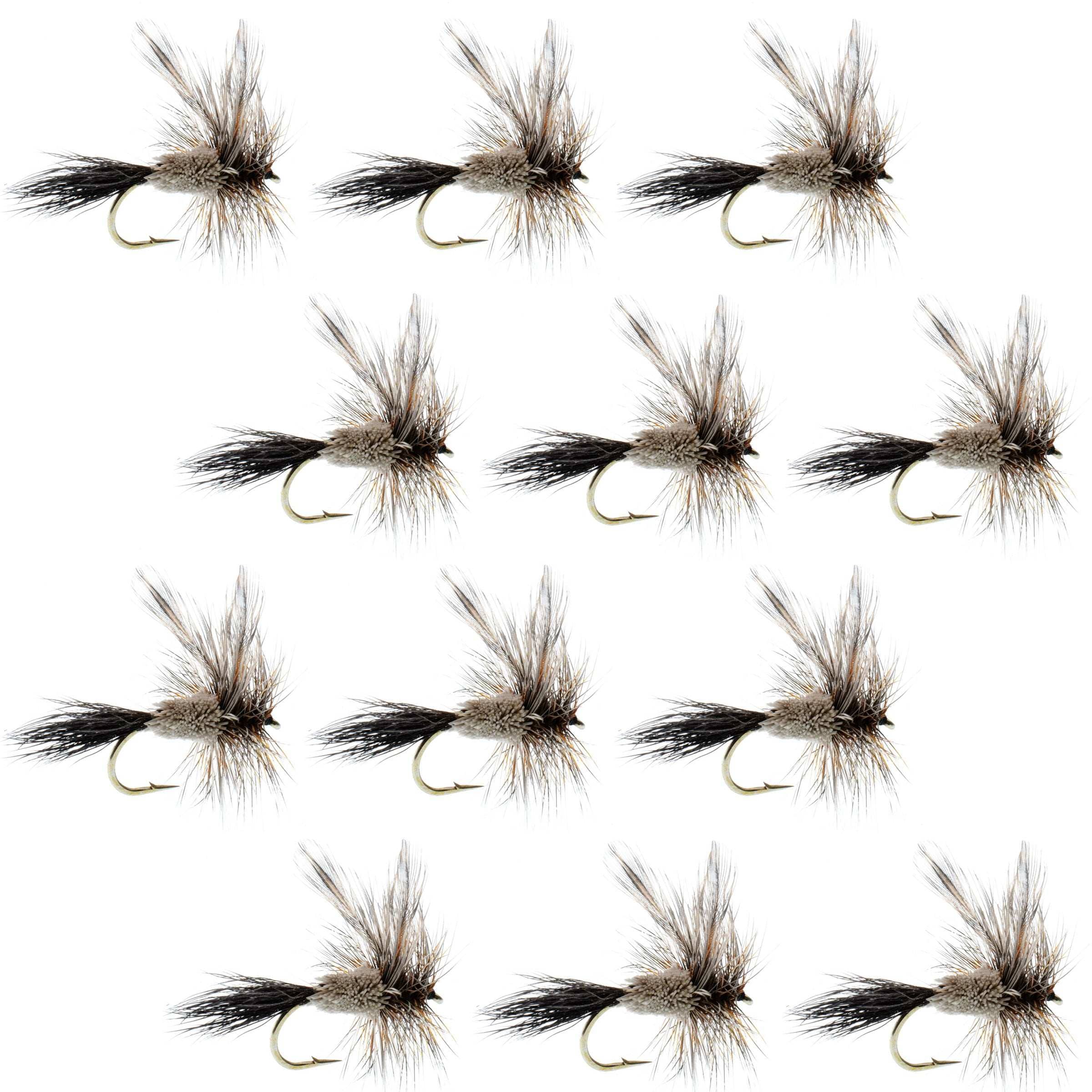 The Fly Fishing Place Trout Dry Flies Barbless Adams Irresistible Classic Dry Fly - 1 Dozen Flies Hook Size 10
