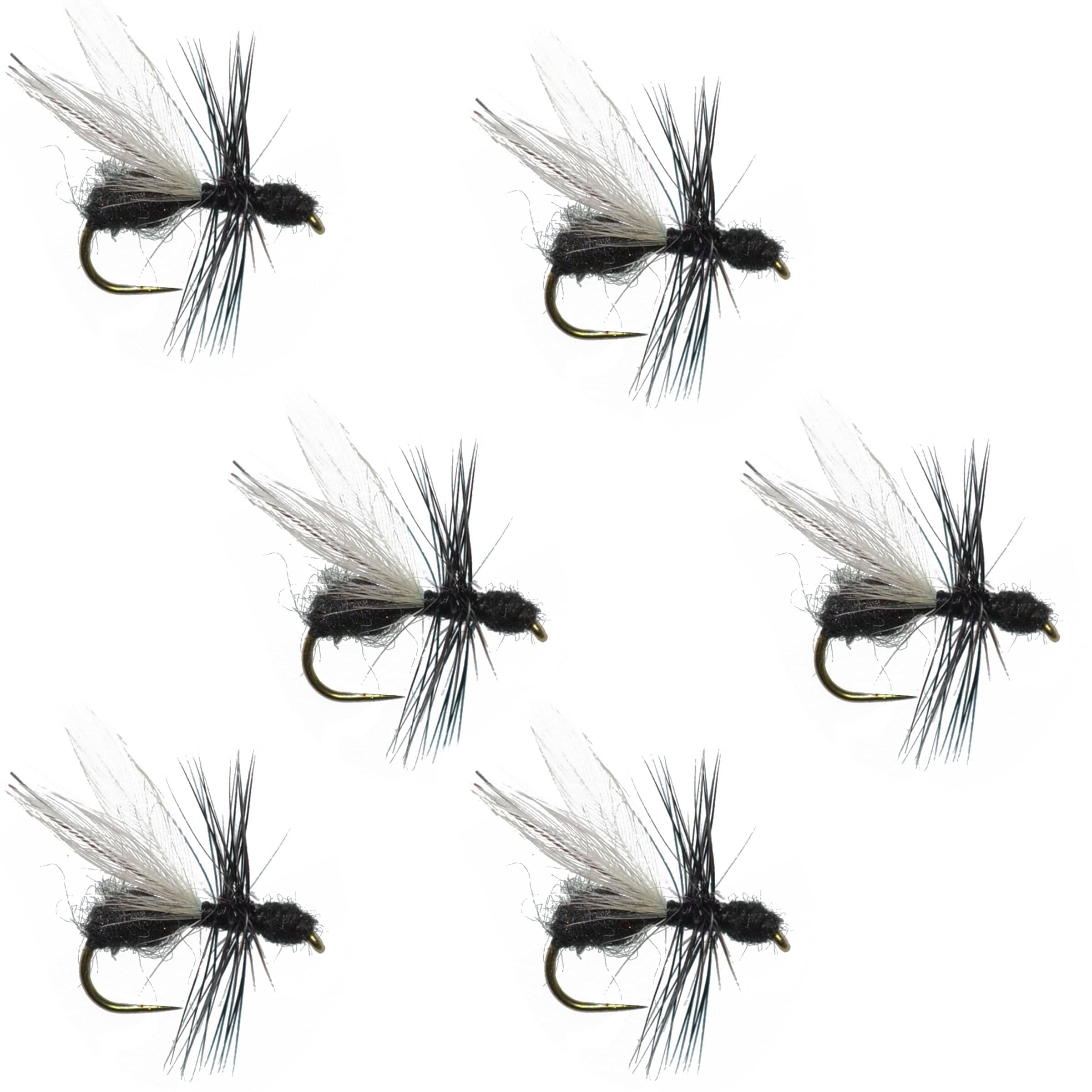 The Fly Fishing Place Trout Dry Flies Barbless Black Fur Flying Ant Terrestrial Trout Dry Fly Fishing Flies - 6 Flies Hook Size 14