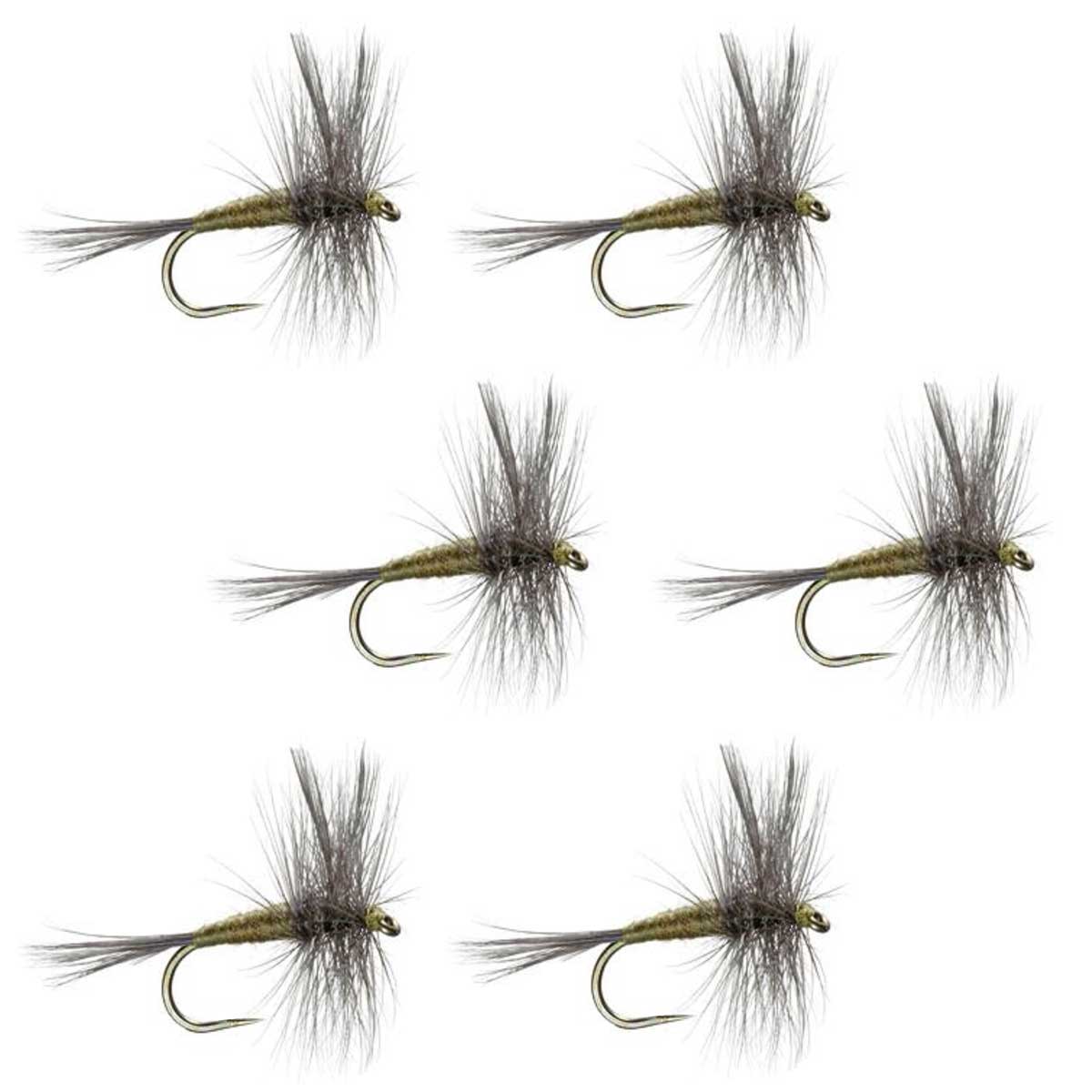 The Fly Fishing Place Trout Dry Flies Barbless Blue Winged Olive BWO Classic Trout Dry Fly Fishing Flies - Set of 6 Flies Size 18