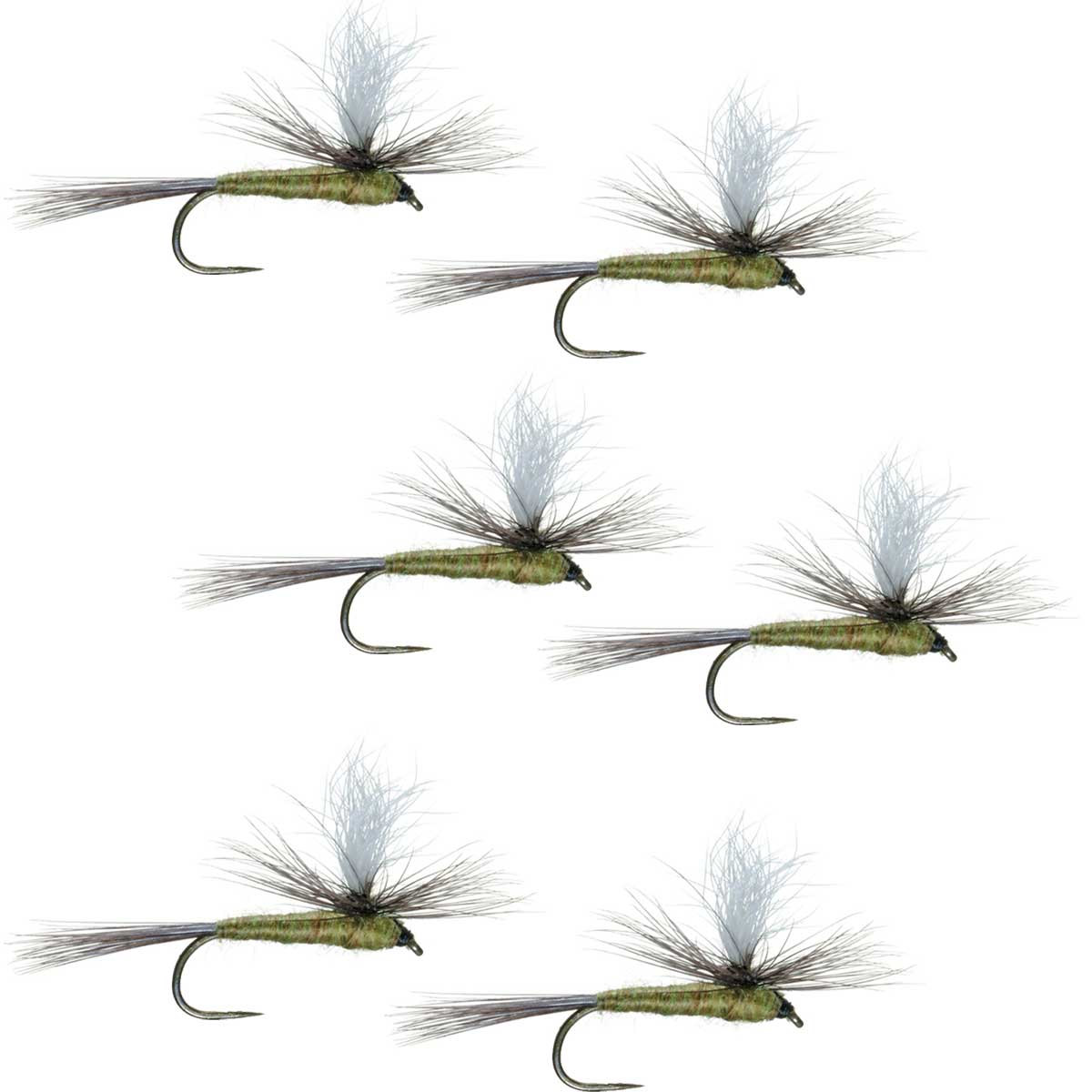 The Fly Fishing Place Trout Dry Flies Barbless Parachute Blue Winged Olive BWO Classic Trout Dry Fly Fishing Flies - Set of 6 Flies Size 18
