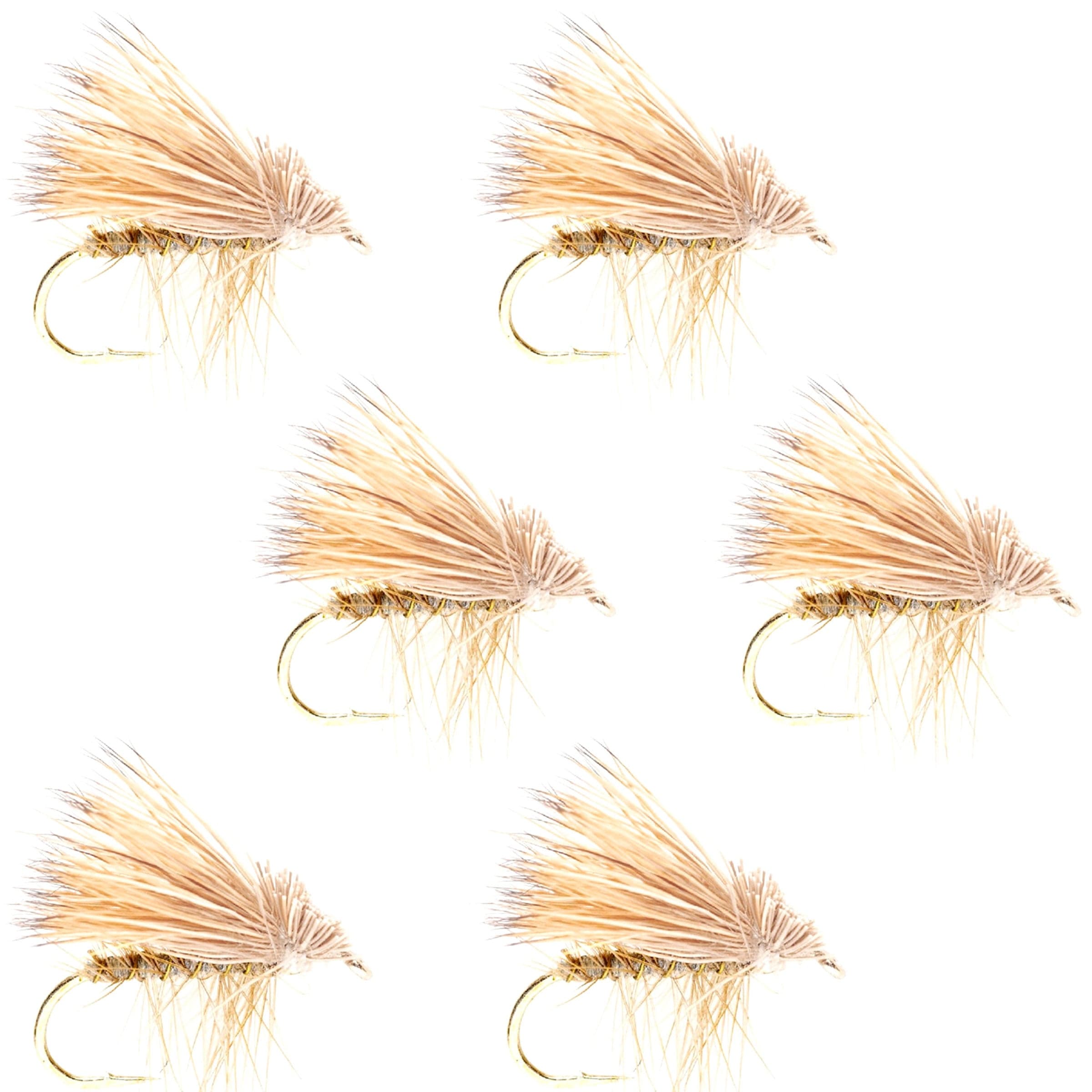 The Fly Fishing Place Trout Dry Flies Barbless Yellow Elk Hair Caddis Classic Trout Dry Flies 6 Flies Size 12