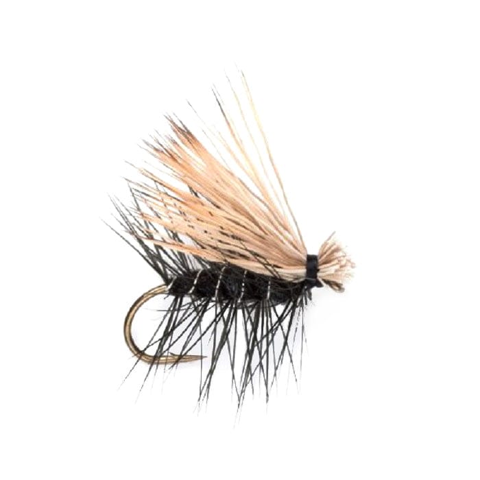The Fly Fishing Place Trout Dry Flies Black Elk Hair Caddis Classic Trout Dry Fly - Set of 6 Flies Size 18