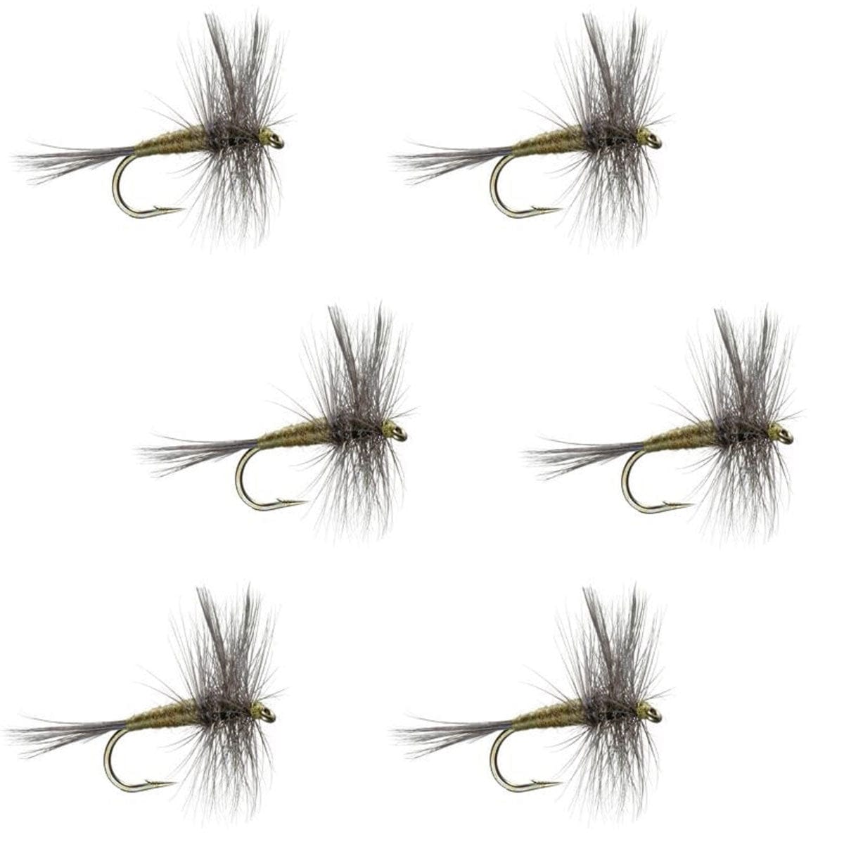 The Fly Fishing Place Trout Dry Flies Blue Winged Olive BWO Classic Trout Dry Fly Fishing Flies - Set of 6 Flies Size 14