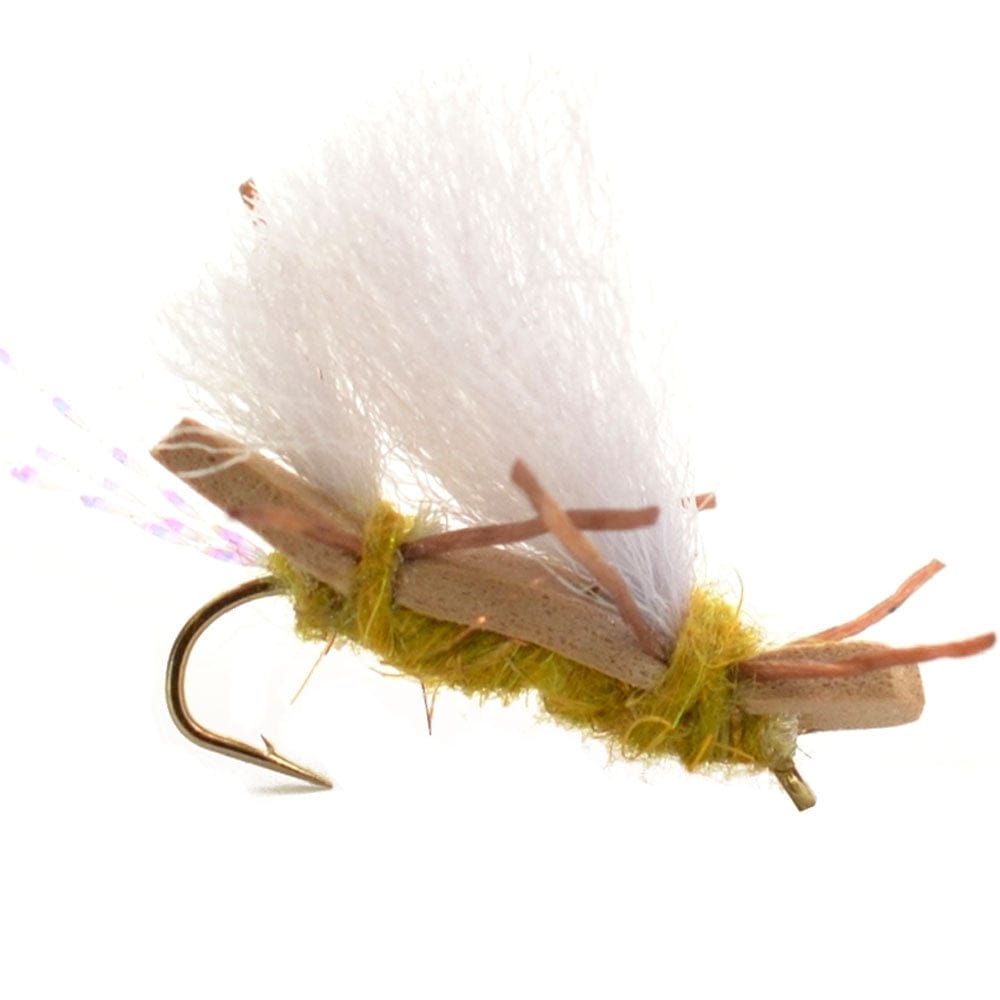 The Fly Fishing Place Trout Dry Flies Chubby Chernobyl Ant Golden Foam Body Grasshopper Fly - 1 Dozen Flies Hook Size 10