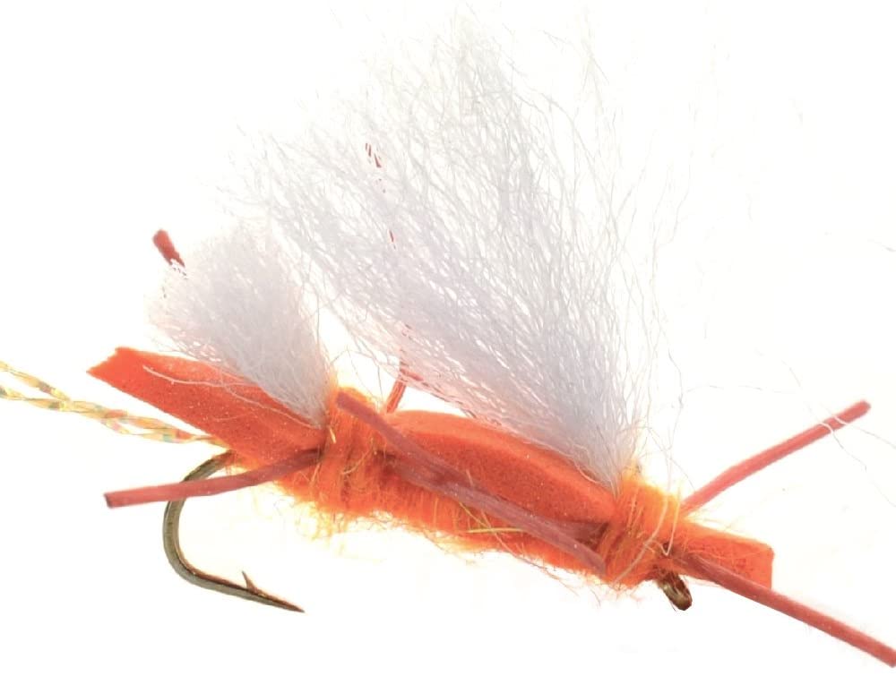 The Fly Fishing Place Trout Dry Flies Chubby Chernobyl Ant Orange Foam Body Grasshopper Fly - 6 Flies Hook Size 10
