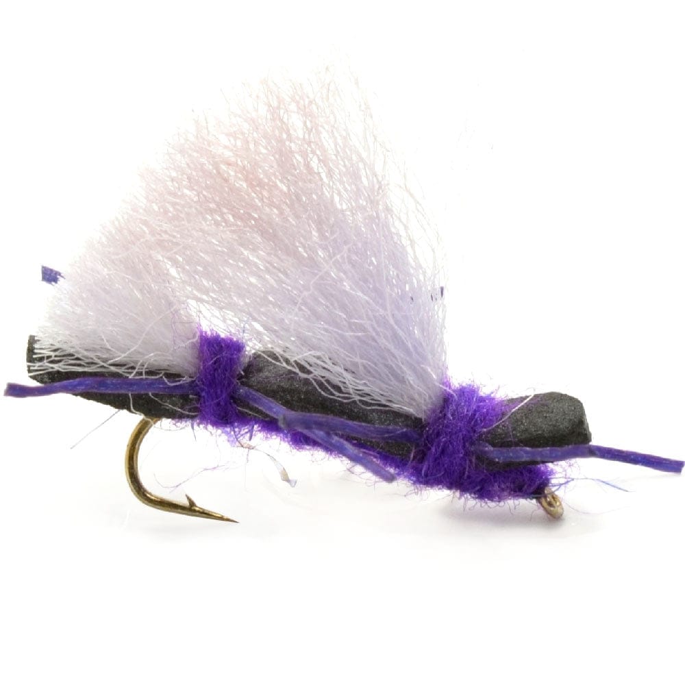 The Fly Fishing Place Trout Dry Flies Chubby Chernobyl Ant Purple Foam Body Grasshopper Fly - 6 Flies Hook Size 10