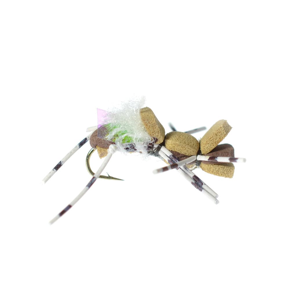 The Fly Fishing Place Trout Dry Flies Fat Albert Tan Foam Body Grasshopper Fly - 6 Flies Hook Size 10
