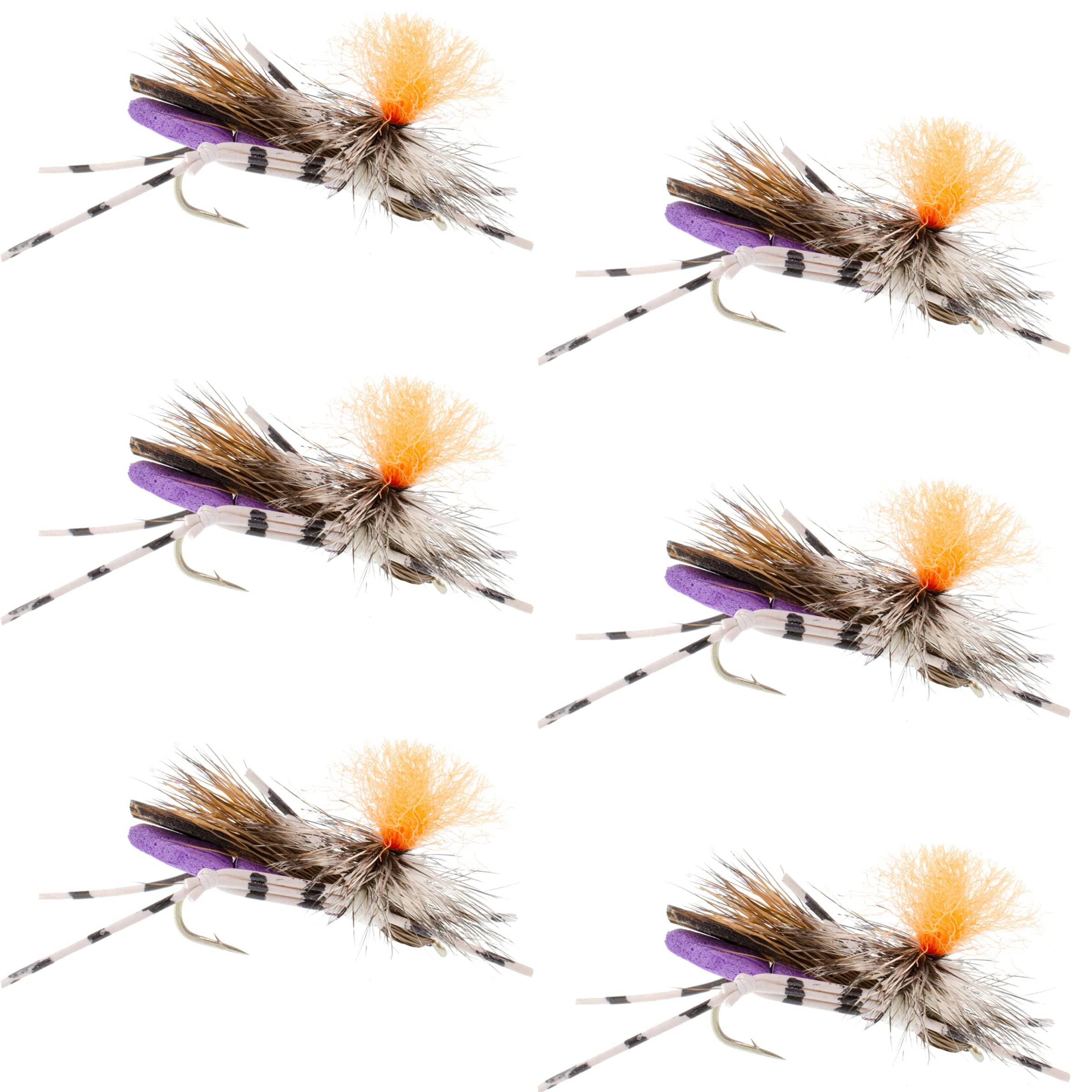 The Fly Fishing Place Trout Dry Flies Feth Hopper Purple - Foam Grasshopper Fly Pattern - 6 Flies Flies Hook Size 10