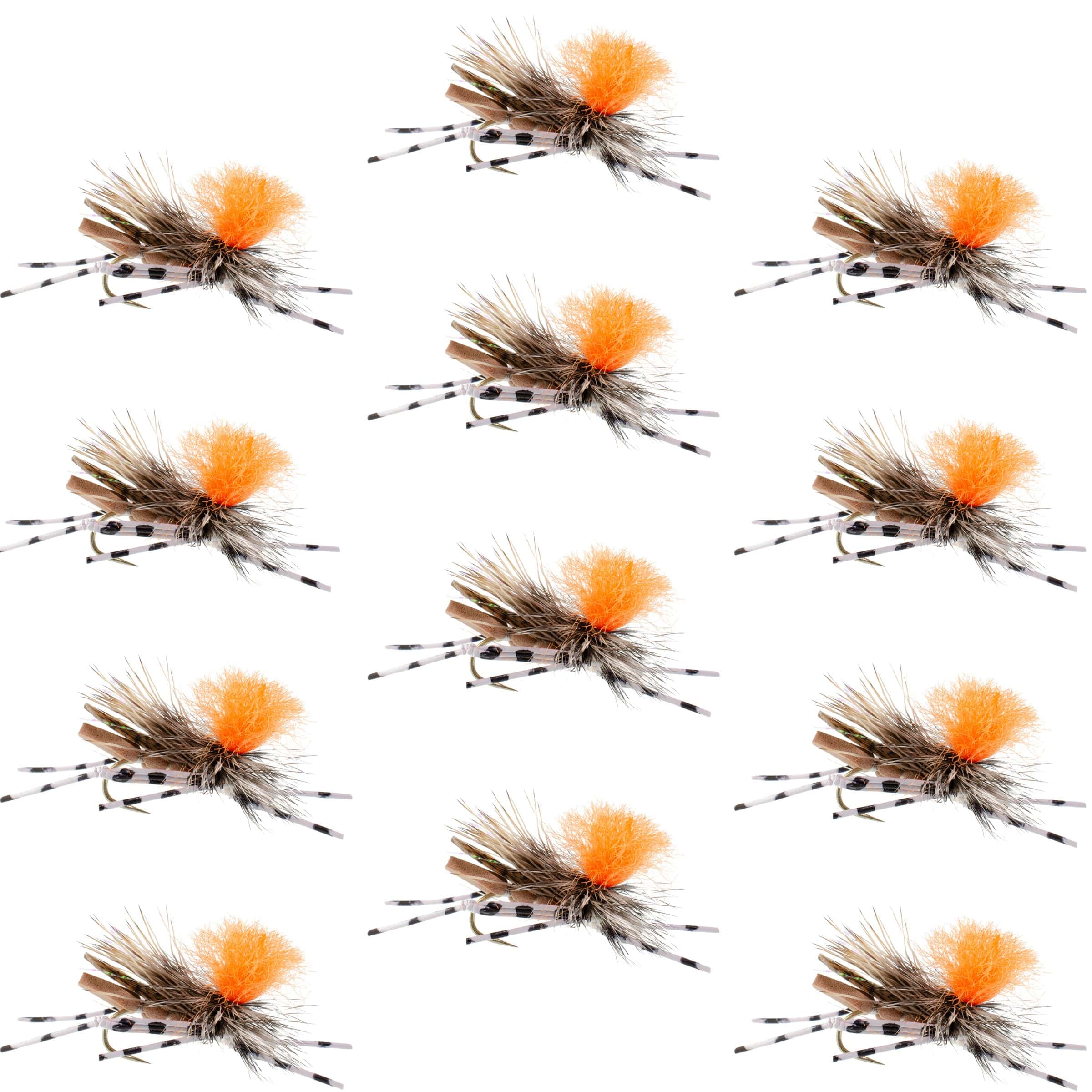 The Fly Fishing Place Trout Dry Flies Feth Hopper Tan - Foam Grasshopper Fly Pattern - 1 Dozen Flies Hook Size 10