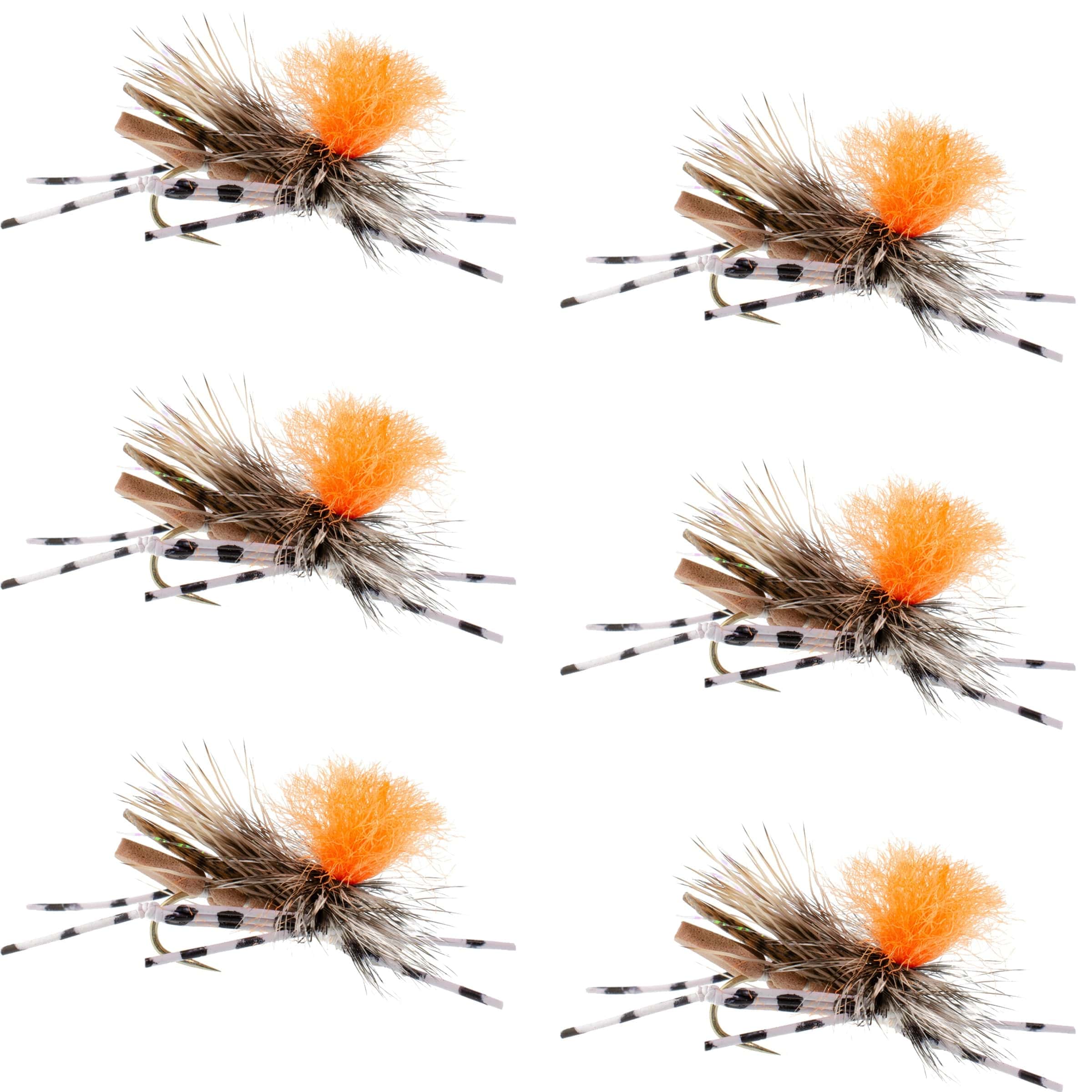 The Fly Fishing Place Trout Dry Flies Feth Hopper Tan - Foam Grasshopper Fly Pattern - 6 Flies Hook Size 10