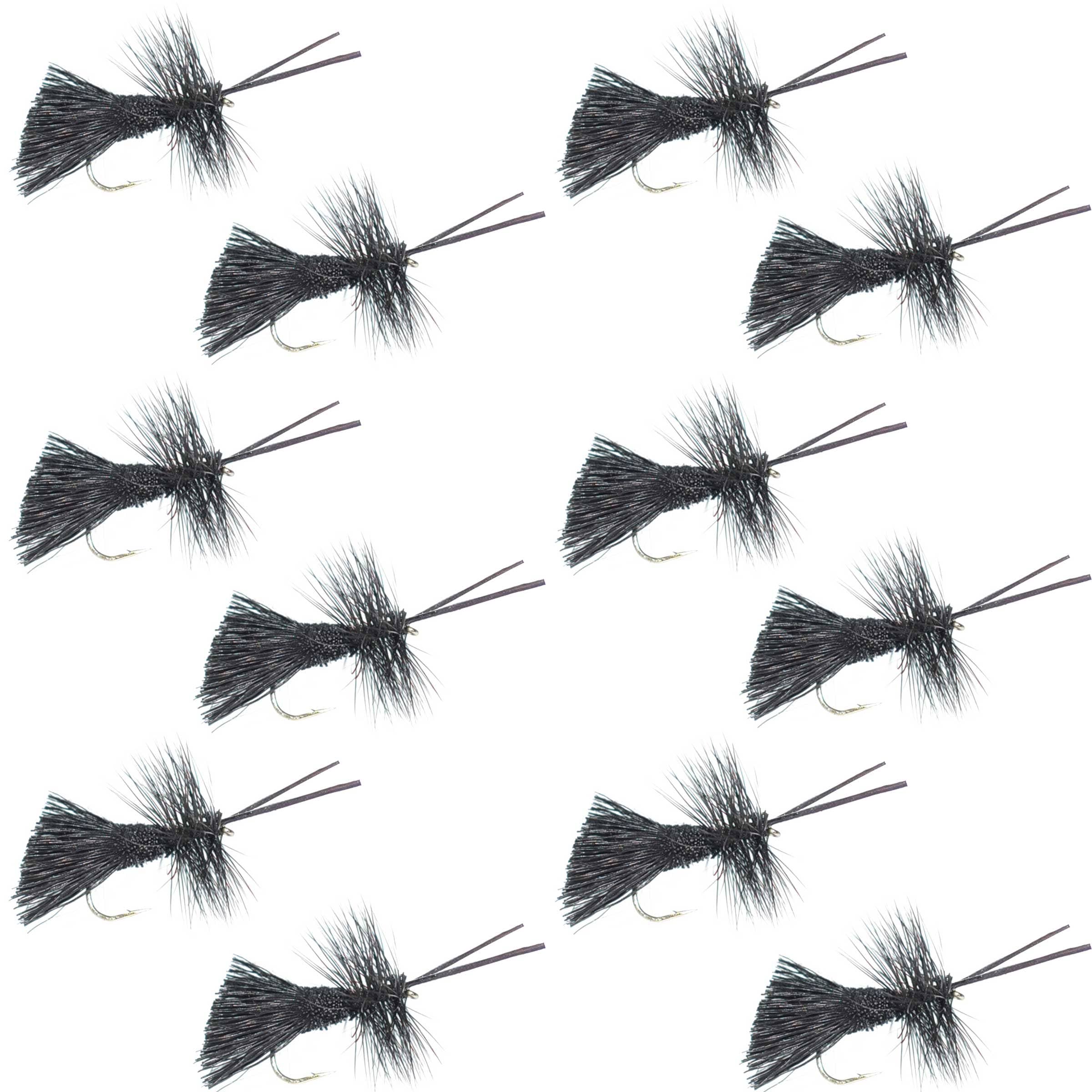 The Fly Fishing Place Trout Dry Flies Goddard Caddis Black Dry Fly - 12 Flies Hook Size 14