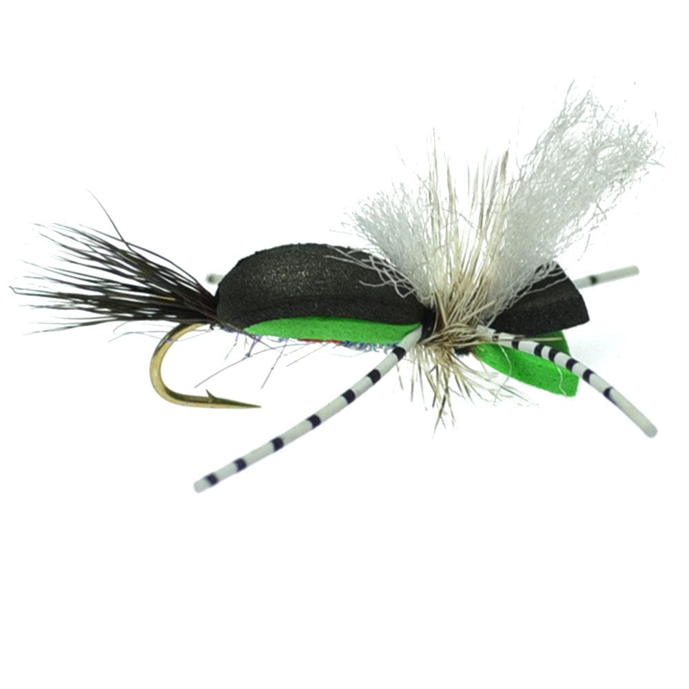 The Fly Fishing Place Trout Dry Flies Hippie Stomper Size 10 Sampler - 4 Flies Foam Body Grasshopper Dry Fly