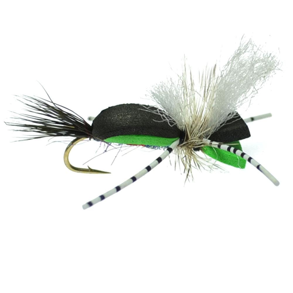 The Fly Fishing Place Trout Dry Flies Hippie Stomper Size 14 Sampler - 4 Flies Foam Body Grasshopper Dry Fly